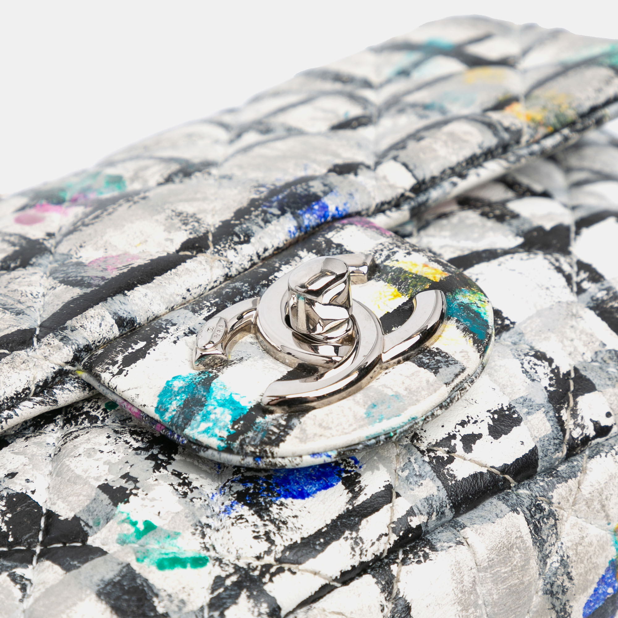 Chanel Multicolor Mini Rectangular Calfskin Hand Painted Graffiti Flap Bag 