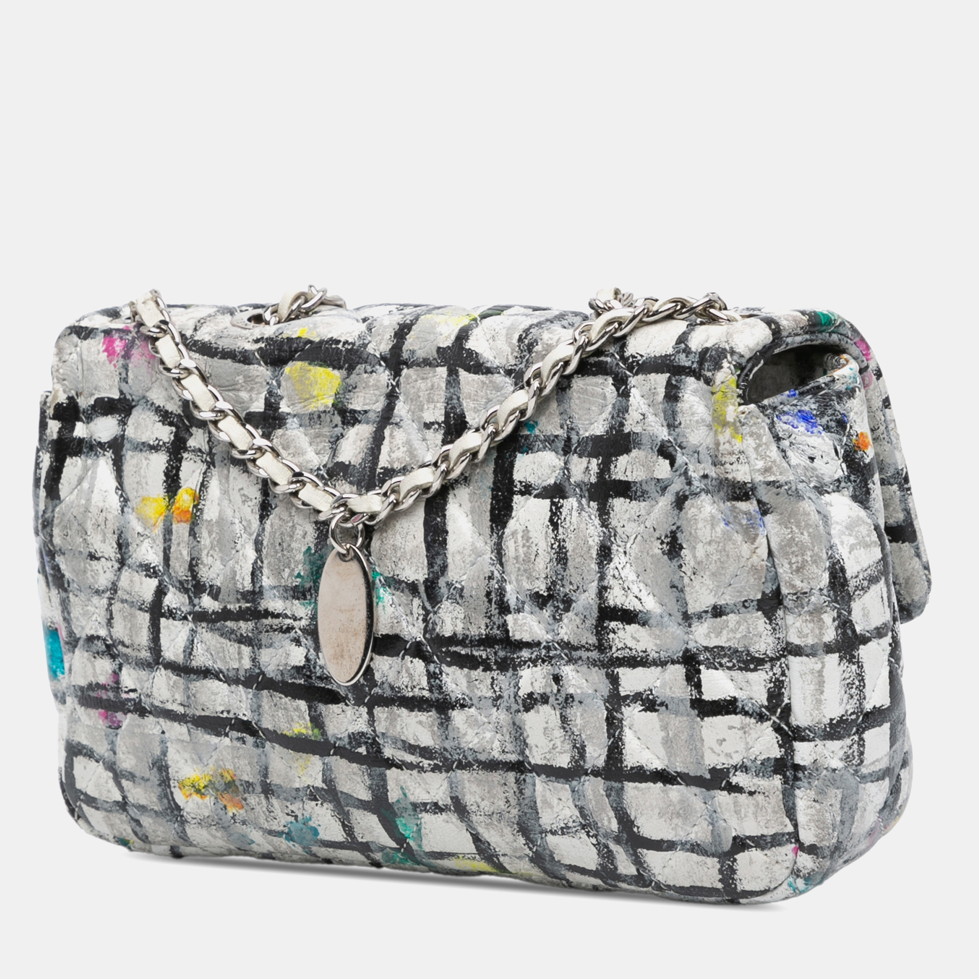 Chanel Multicolor Mini Rectangular Calfskin Hand Painted Graffiti Flap Bag 