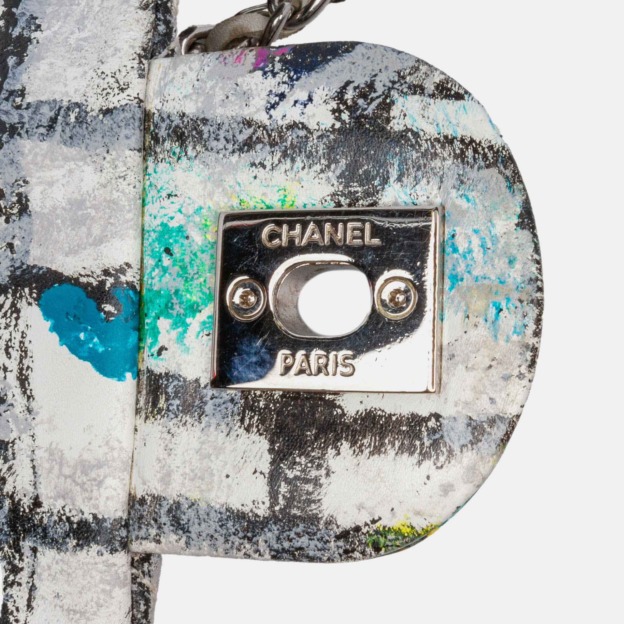 Chanel Multicolor Mini Rectangular Calfskin Hand Painted Graffiti Flap Bag 