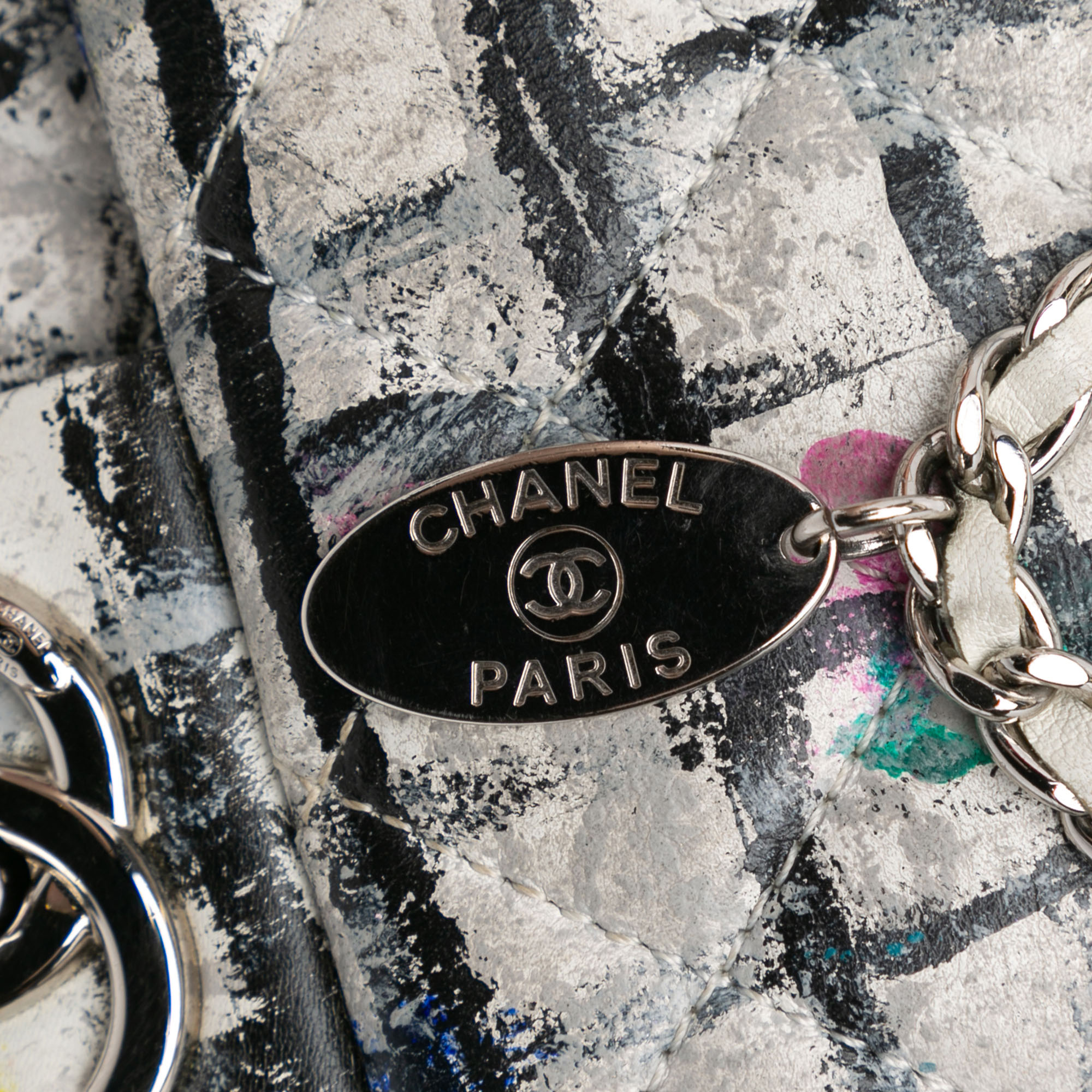 Chanel Multicolor Mini Rectangular Calfskin Hand Painted Graffiti Flap Bag 