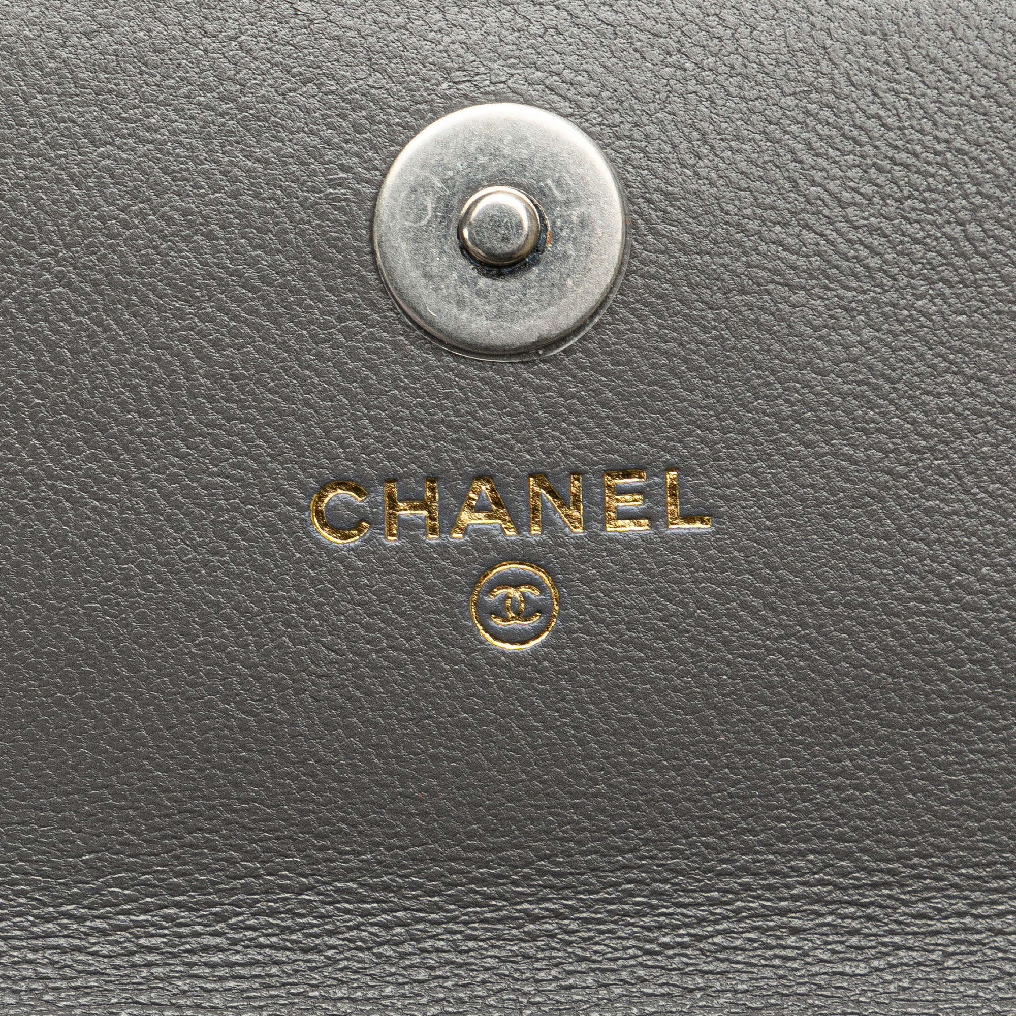 Chanel Grey Lambskin 19 Flap Coin Purse With Chain 