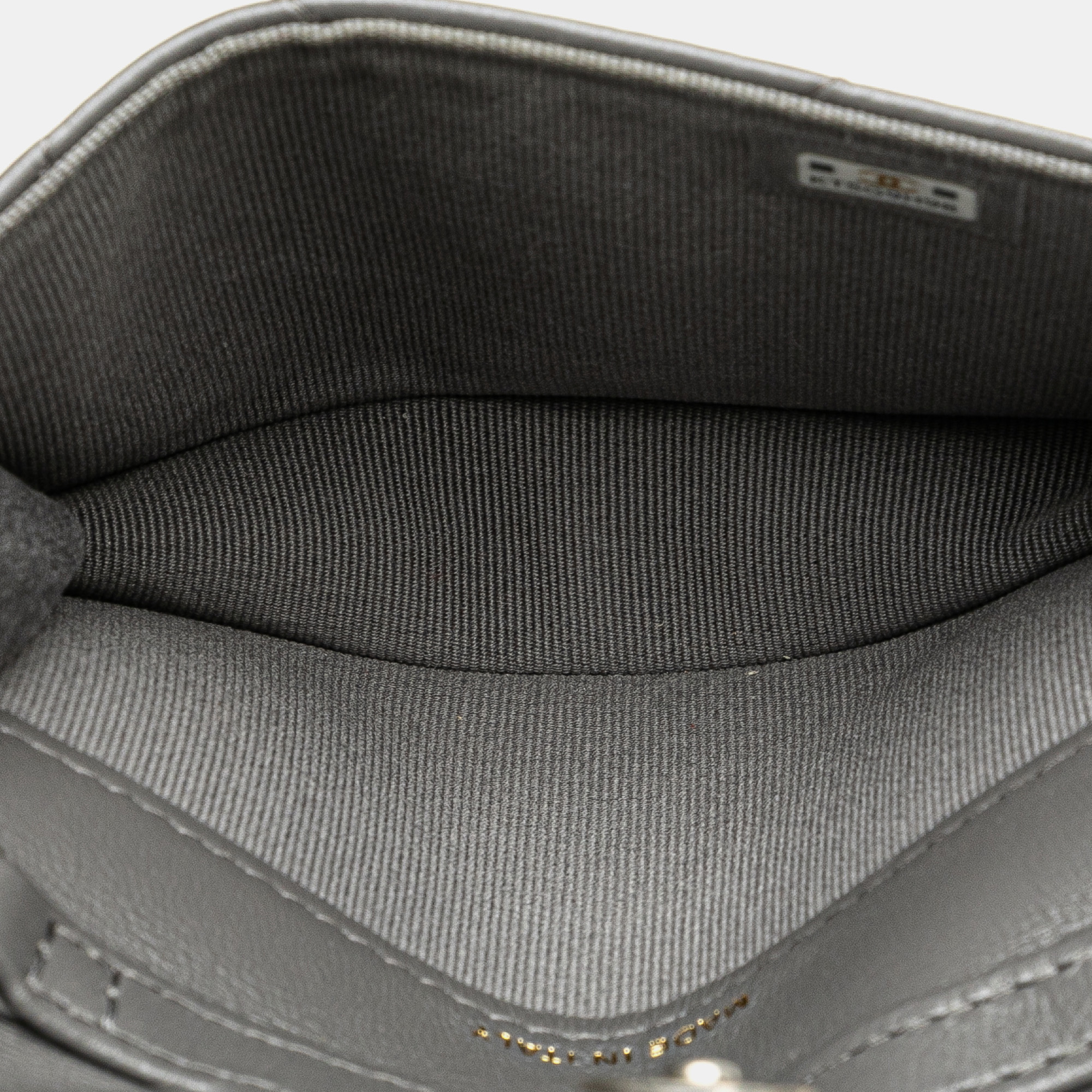 Chanel Grey Lambskin 19 Flap Coin Purse With Chain 