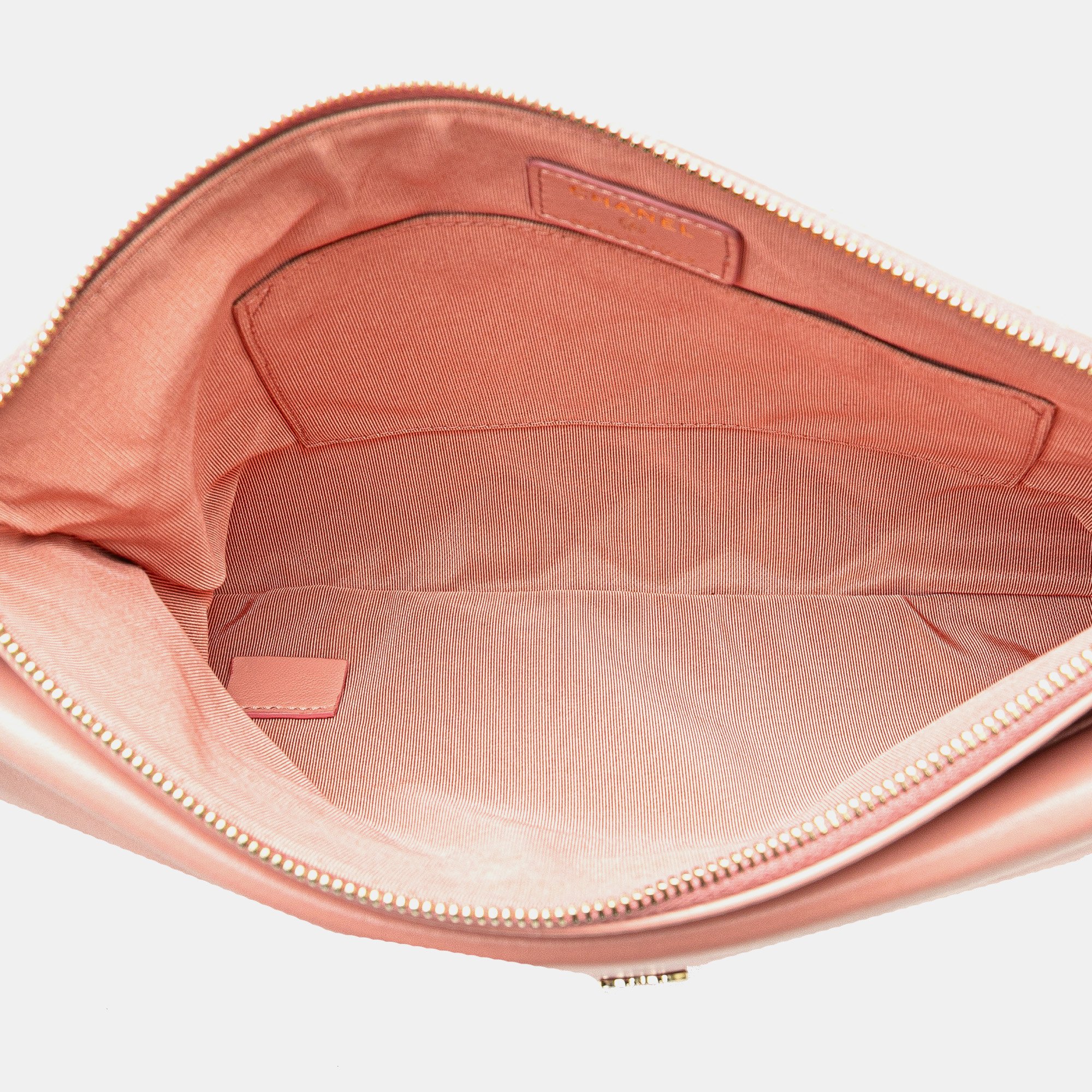 Chanel Pink Medium Quilted Lambskin Flap O Case Clutch 