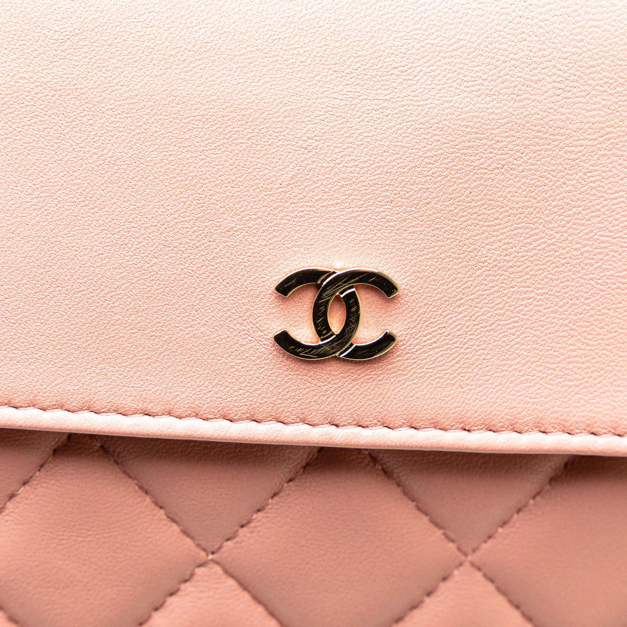 Chanel Pink Medium Quilted Lambskin Flap O Case Clutch 