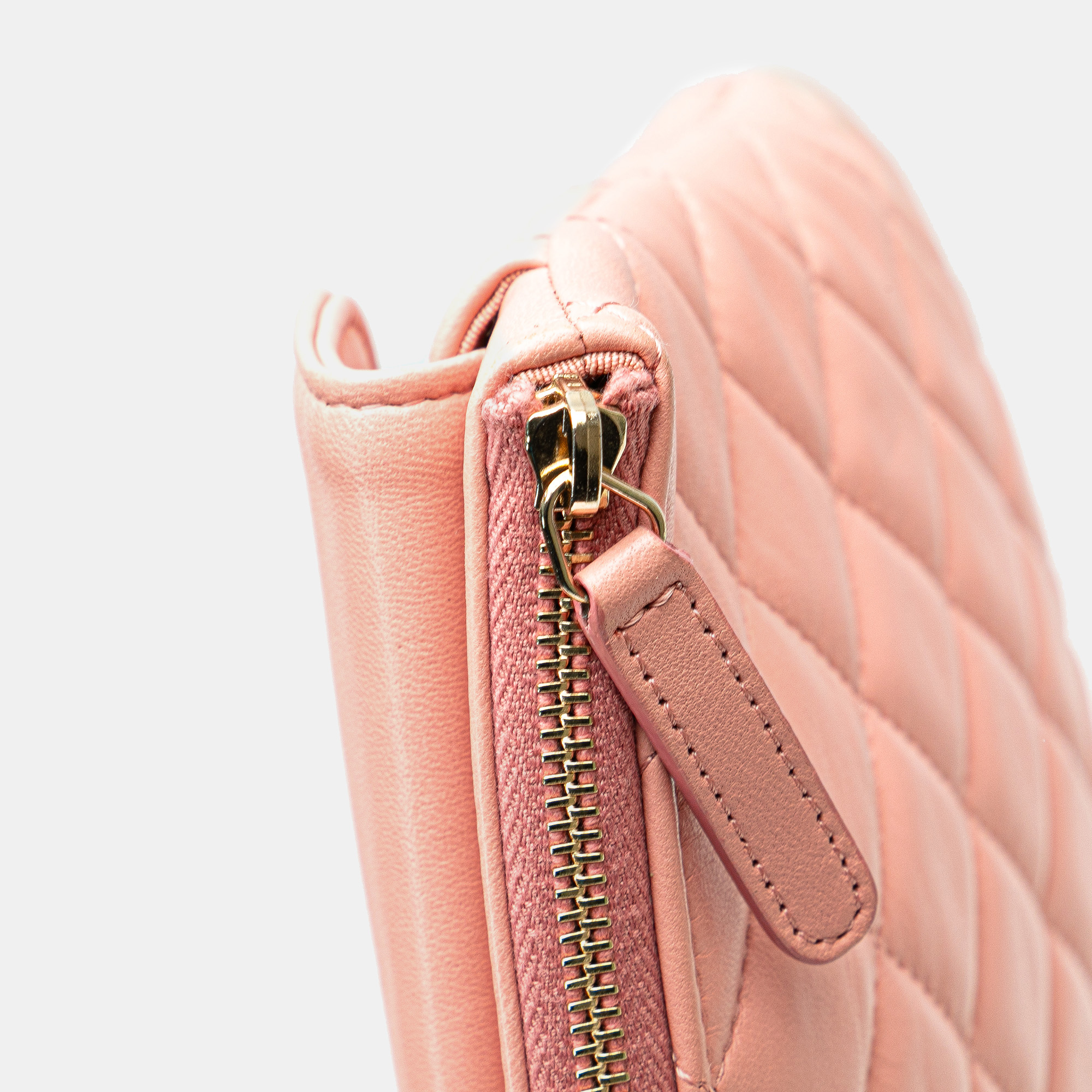 Chanel Pink Medium Quilted Lambskin Flap O Case Clutch 
