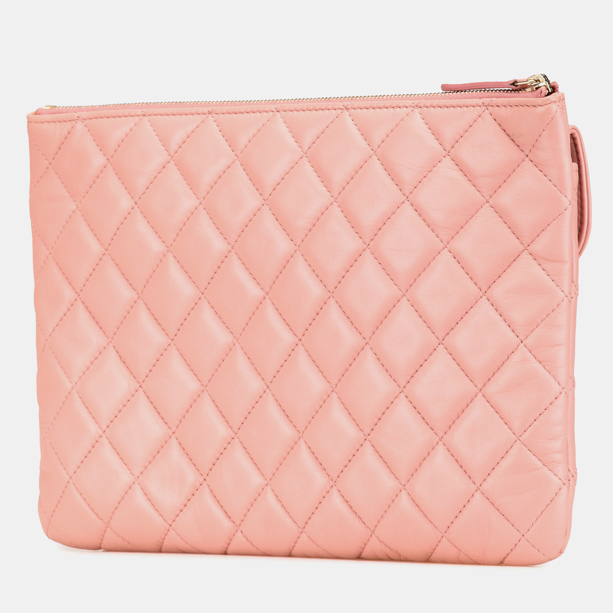 Chanel Pink Medium Quilted Lambskin Flap O Case Clutch 