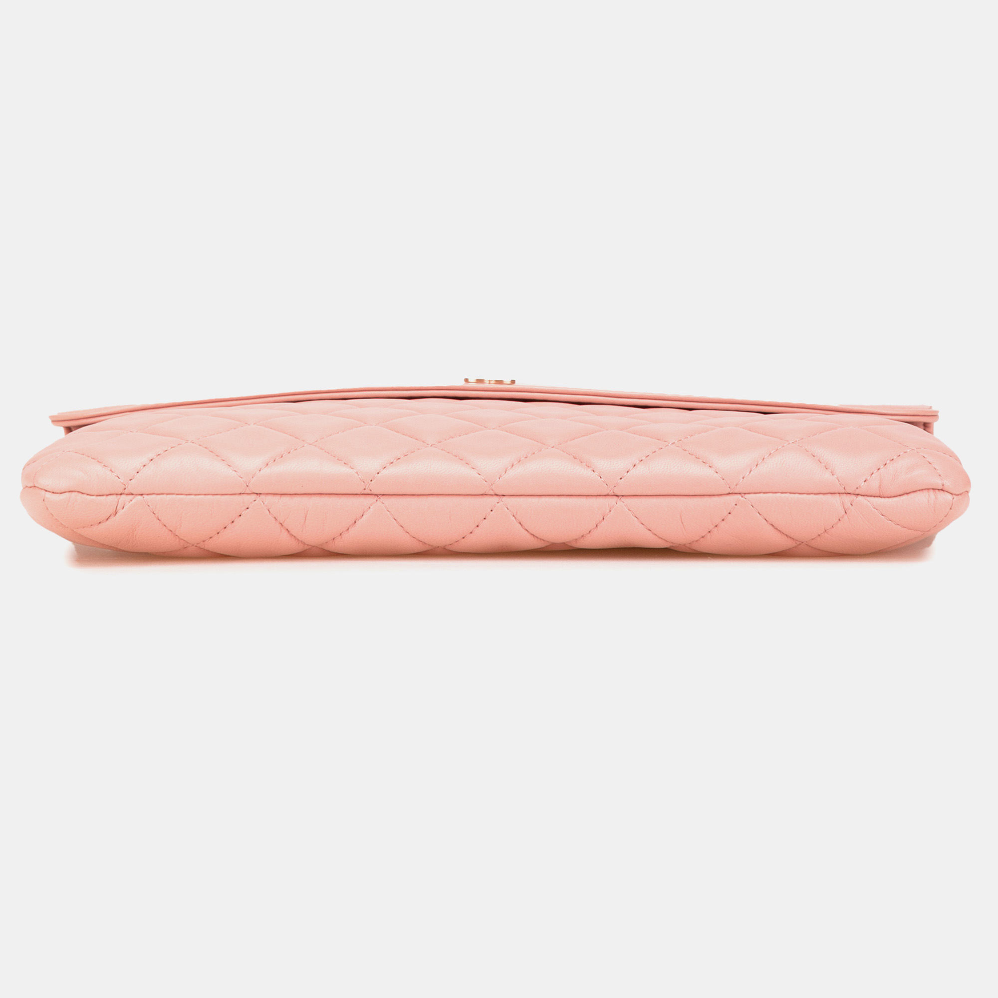 Chanel Pink Medium Quilted Lambskin Flap O Case Clutch 