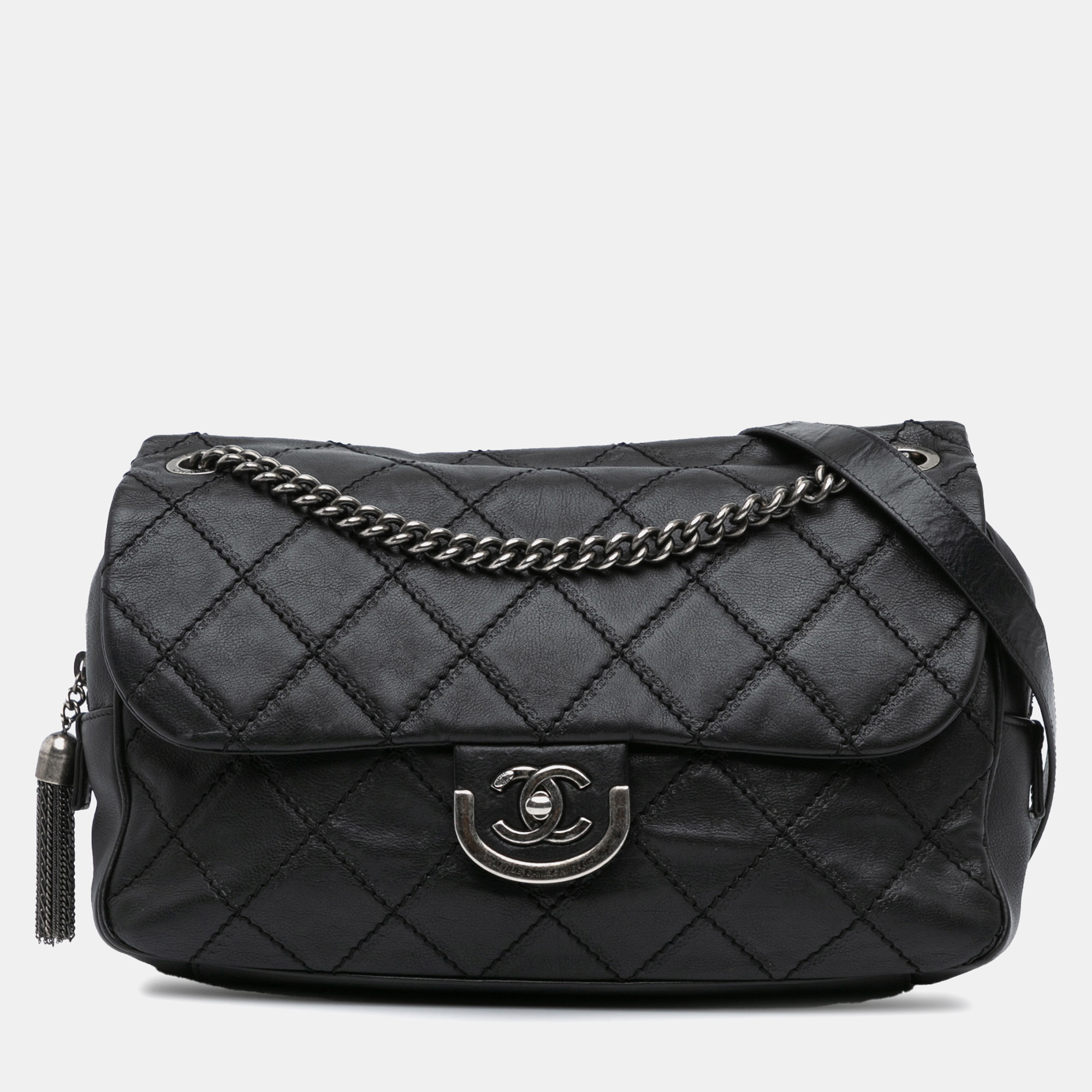 

Chanel Black Paris Edinburgh Jumbo Calfskin Coco Sporran Flap Bag