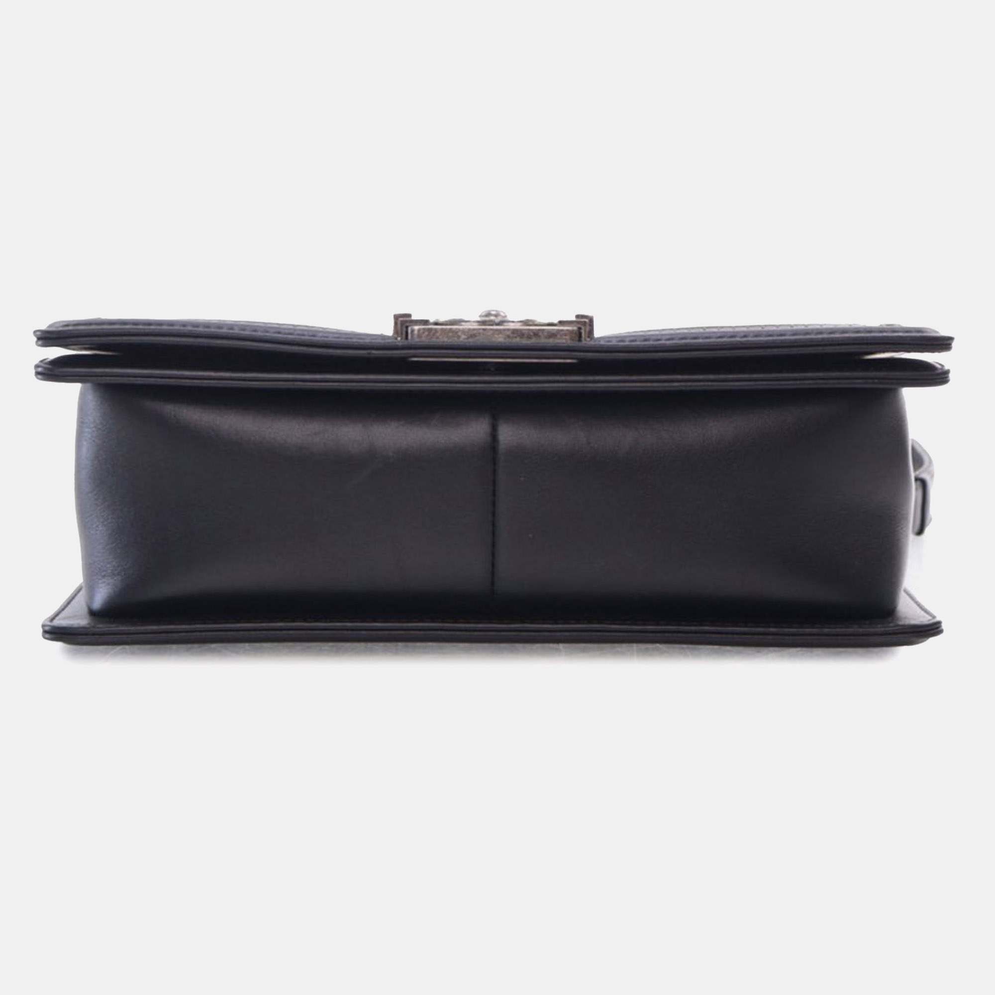 Chanel Black White Medium Bicolor Woven Calfskin Boy Flap Bag 