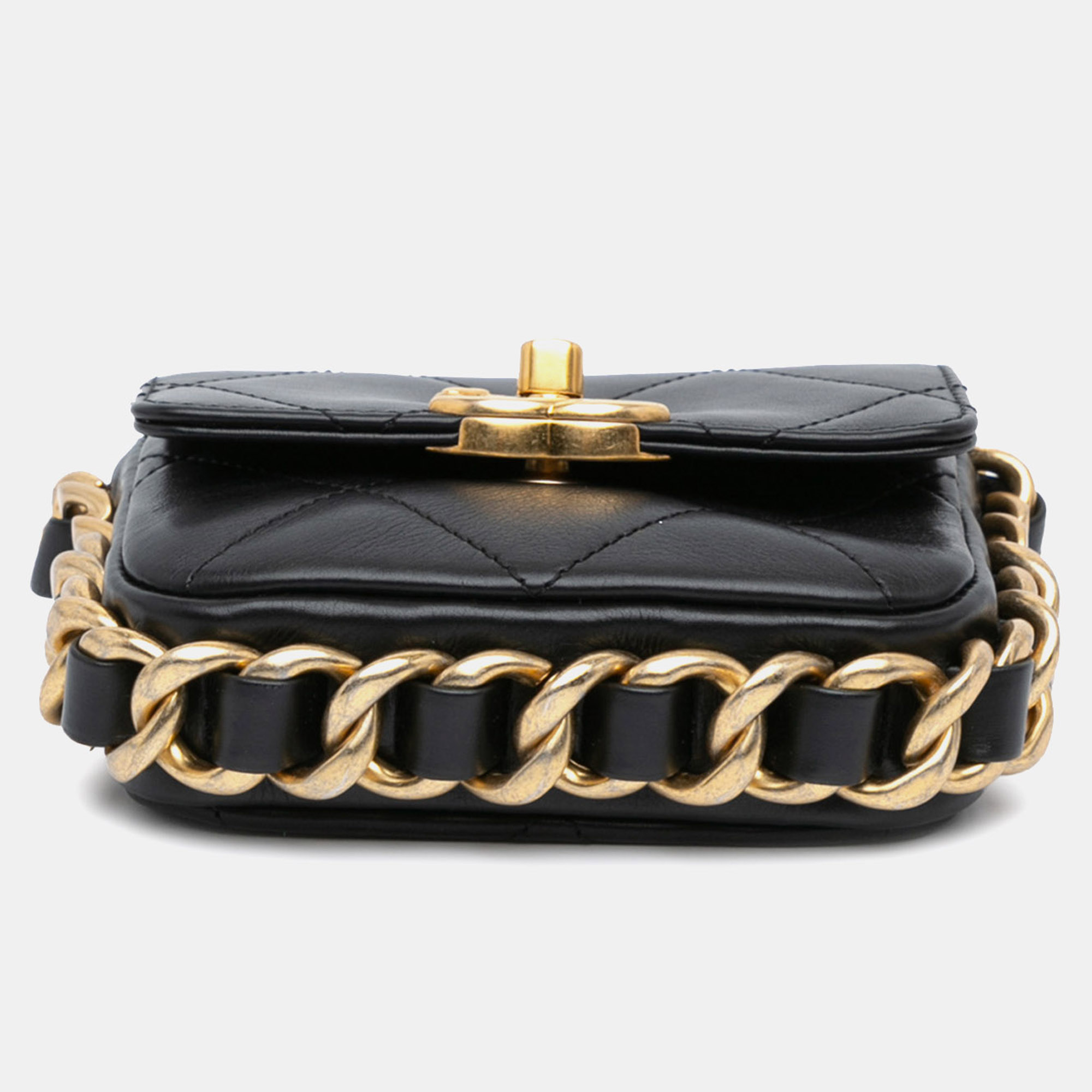 Chanel Black Mini Quilted Calfskin Framing Chain Flap Bag 