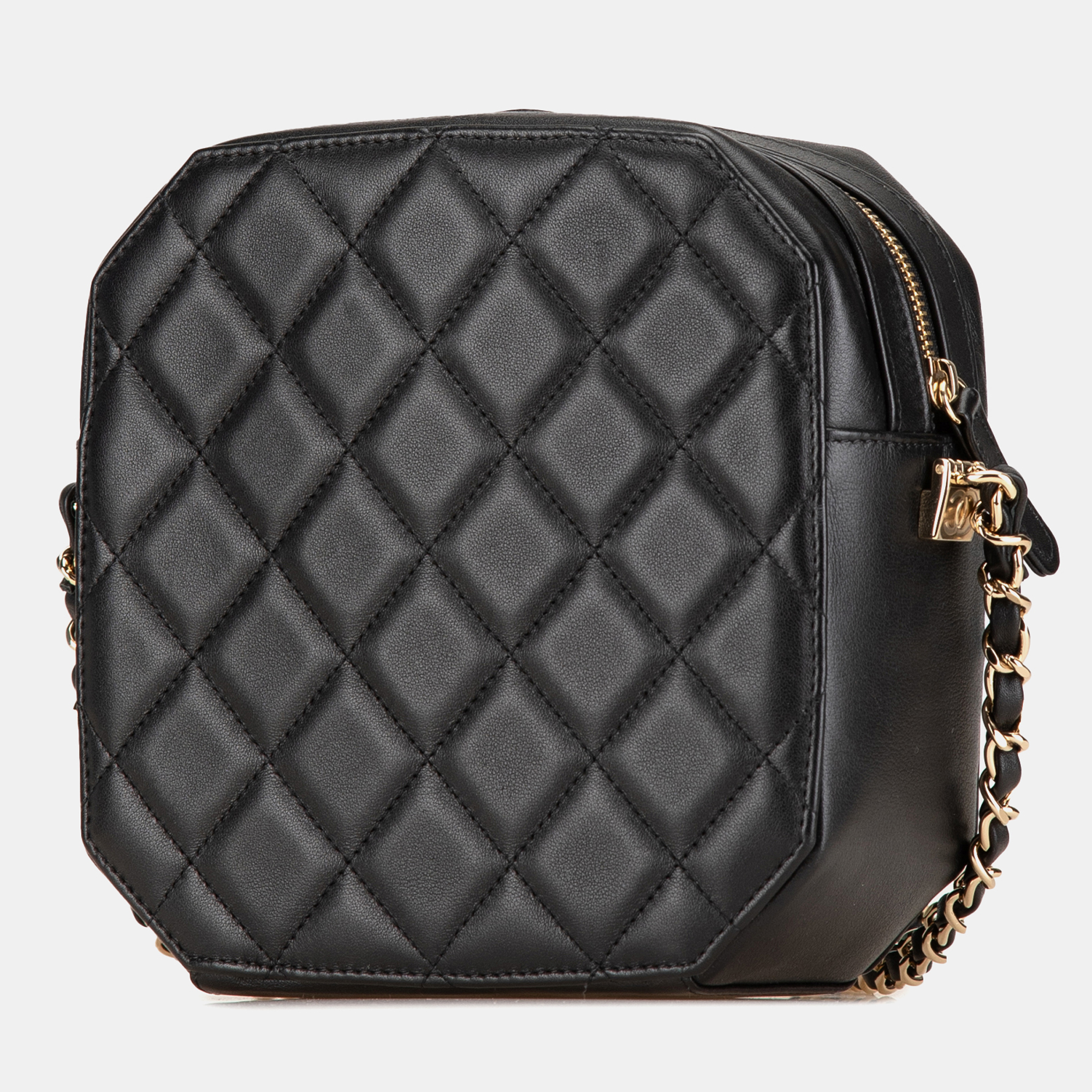 Chanel Black CC Quilted Lambskin Octagon Camera Case 