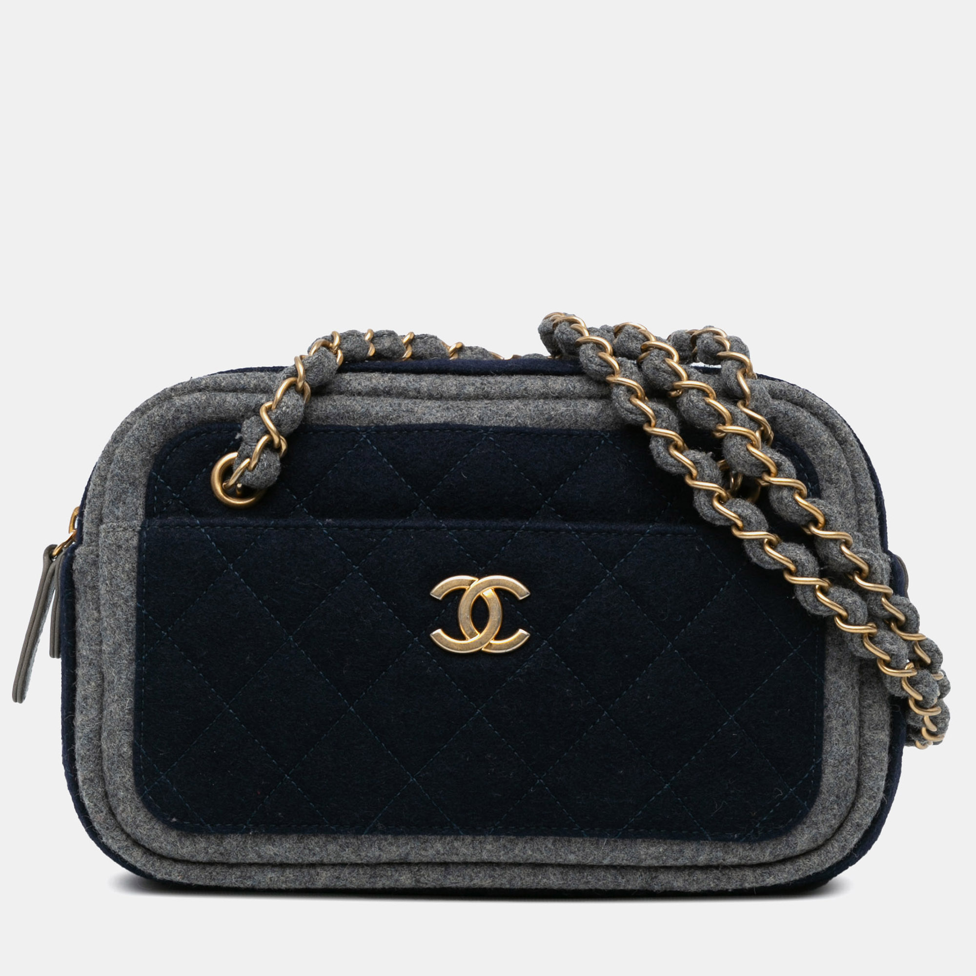 

Chanel Blue CC Wool Shoulder Bag