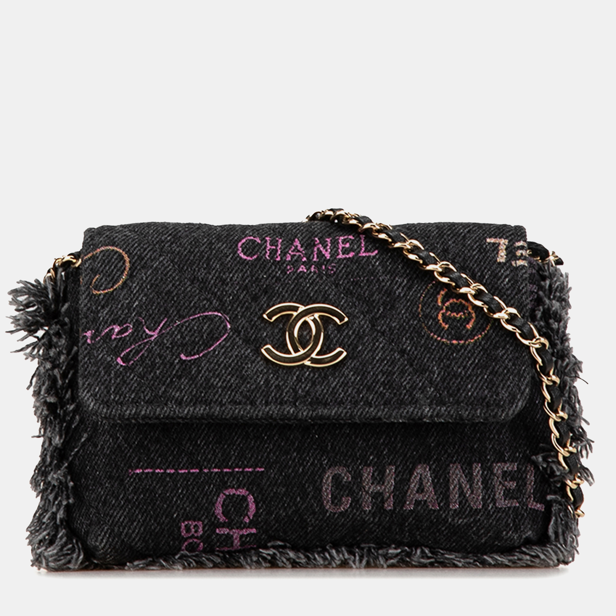 

Chanel Black Denim Mood Clutch with Chain