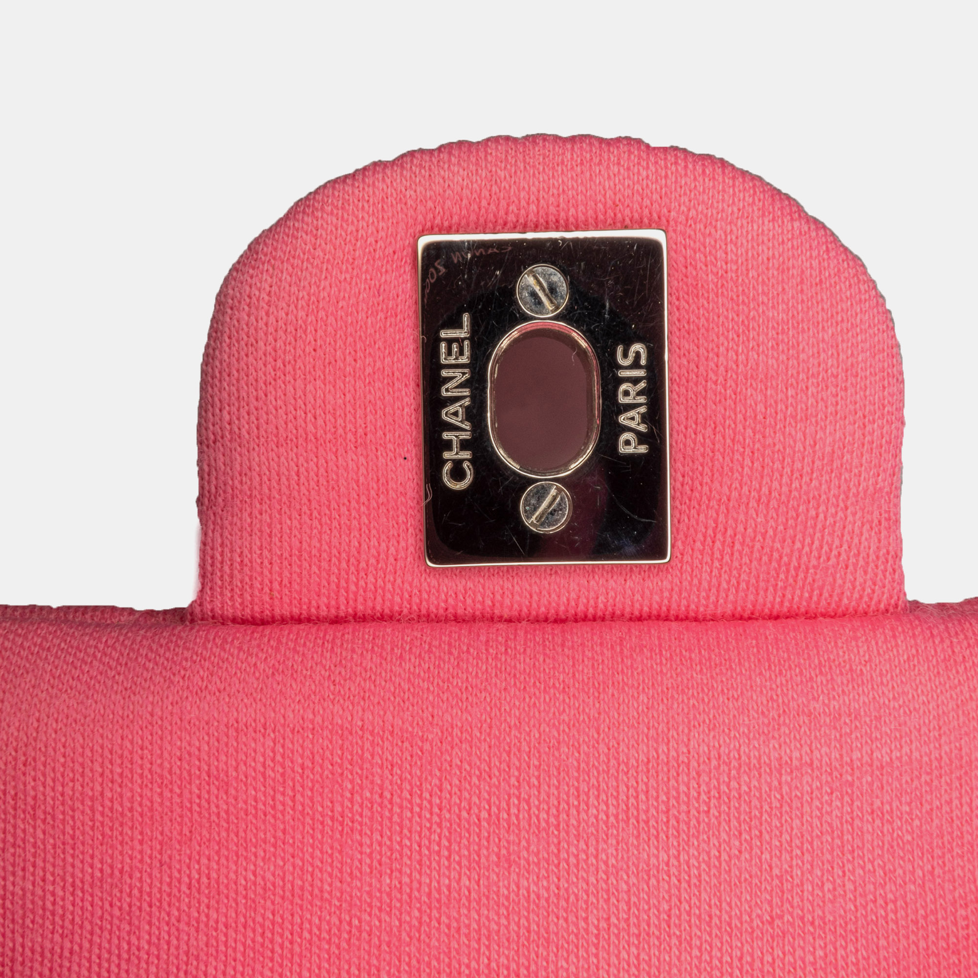 Chanel Pink Medium Classic Jersey Double Flap Bag 