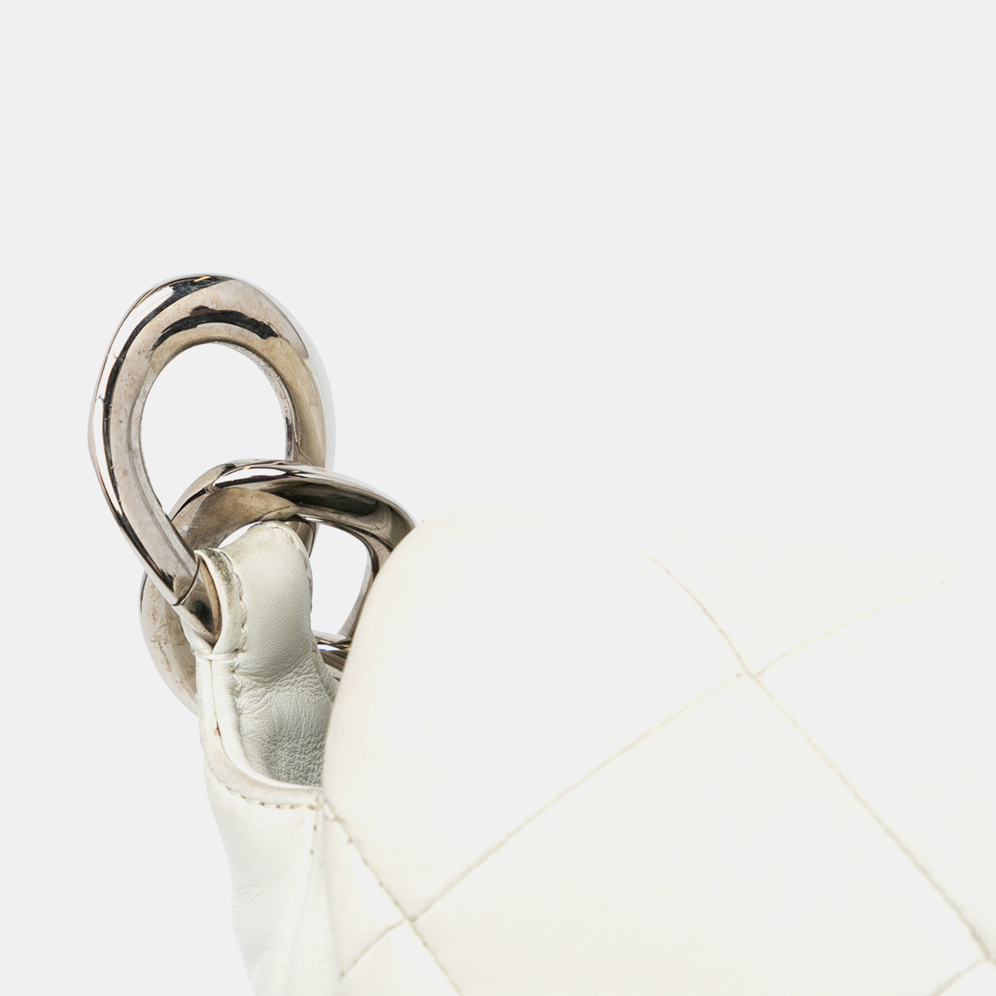 Chanel White Quilted Lambskin Enamel CC Flap Bag 