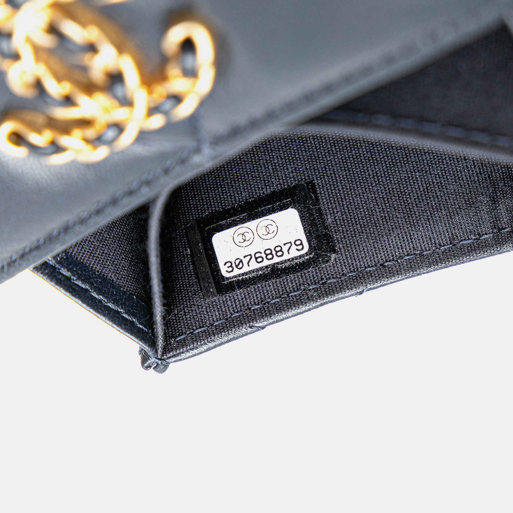 Chanel Black Lambskin 19 Flap Coin Purse With Chain 