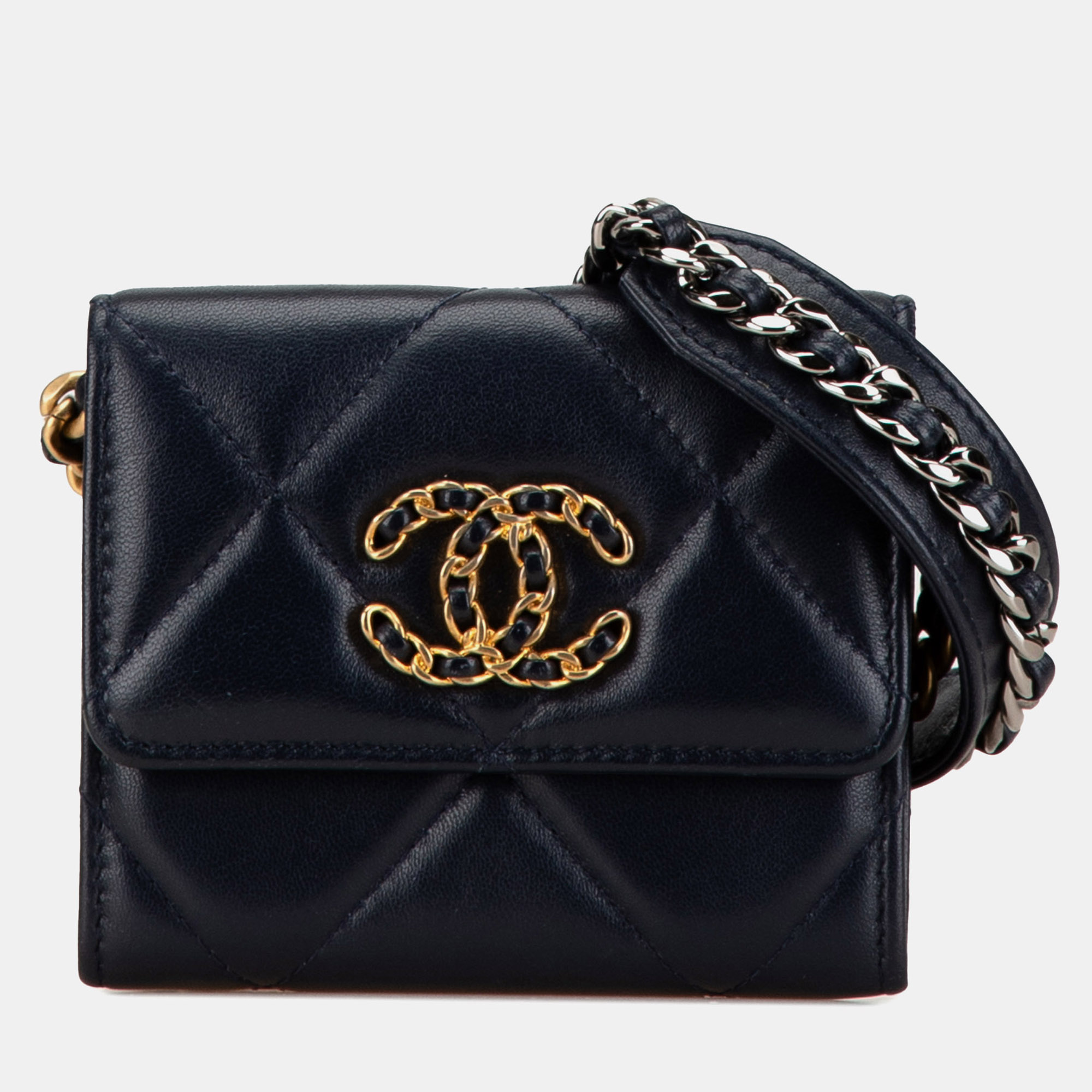 

Chanel Black Lambskin 19 Flap Coin Purse With Chain