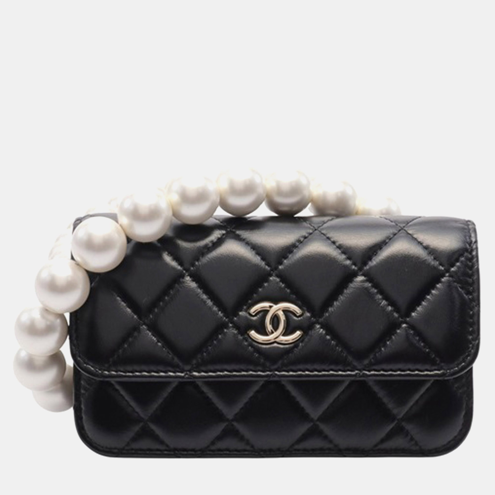 

Chanel Black Quilted Calfskin Maxi Pearls Clutch With Chain