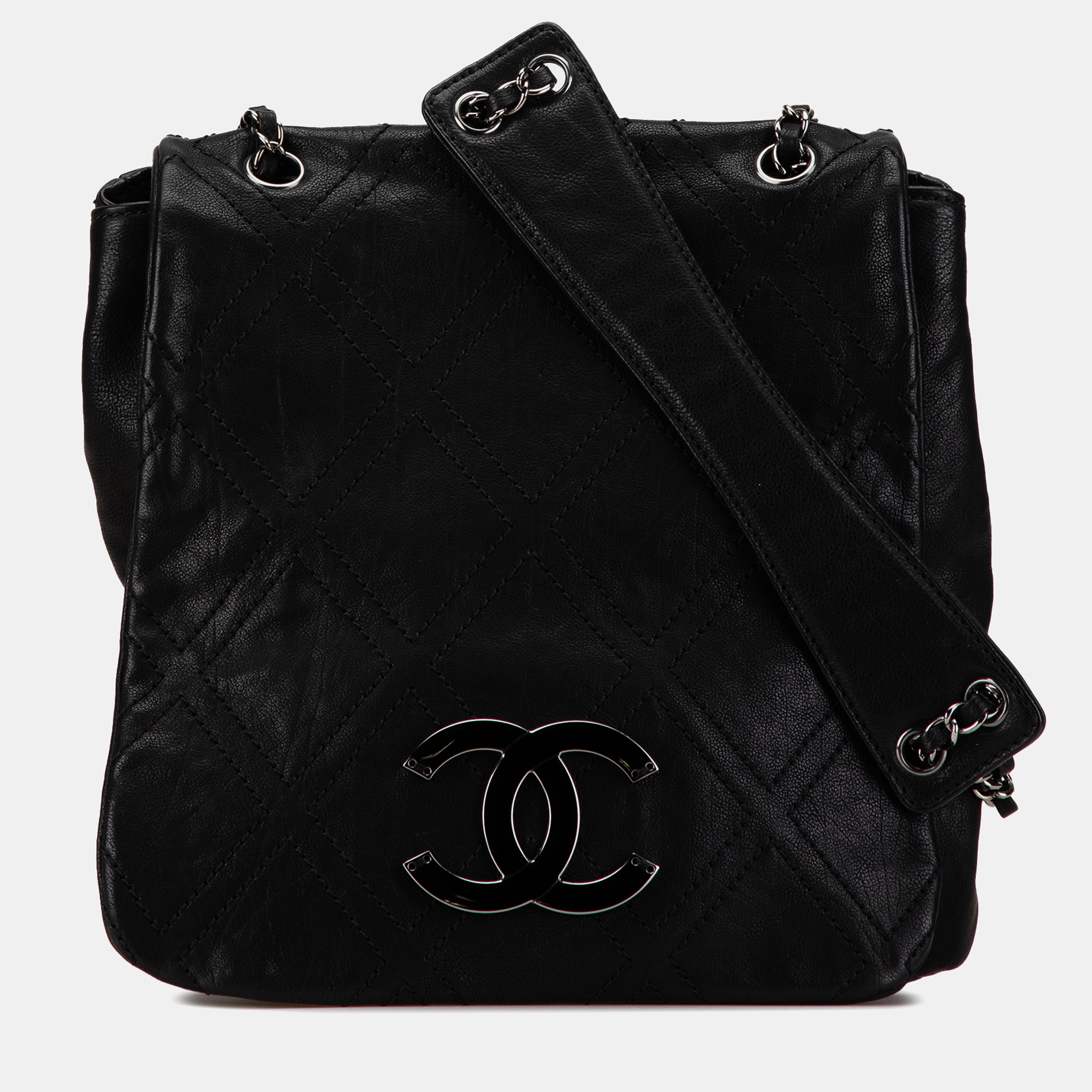 

Chanel Black Quilted Calfskin Double Stitch Crossbody Bag