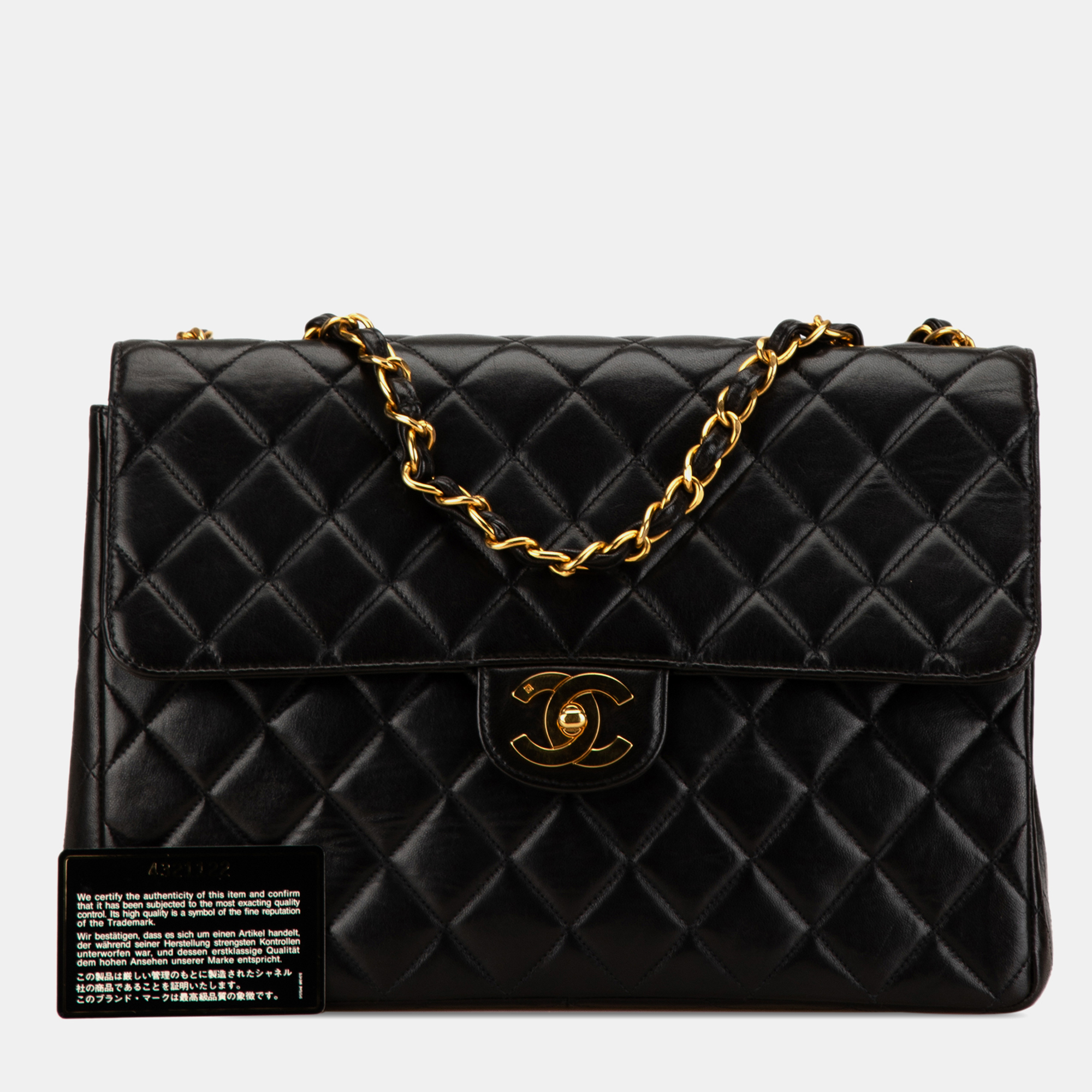 Chanel Black Jumbo Classic Lambskin Single Flap Bag 