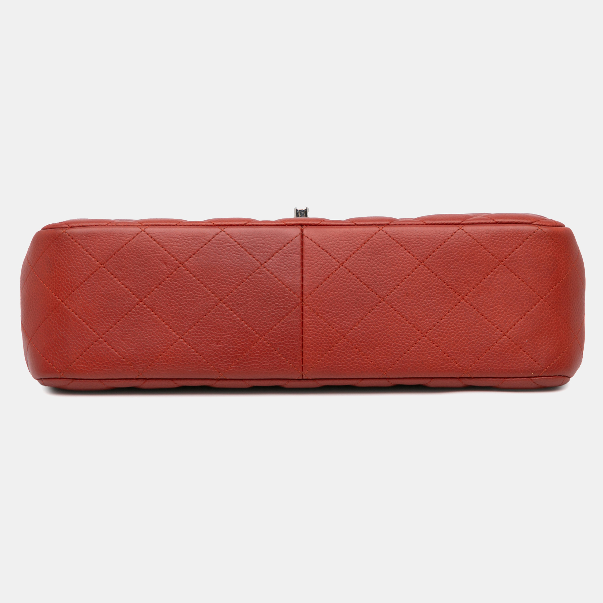 Chanel Orange Jumbo Classic Caviar Double Flap 
