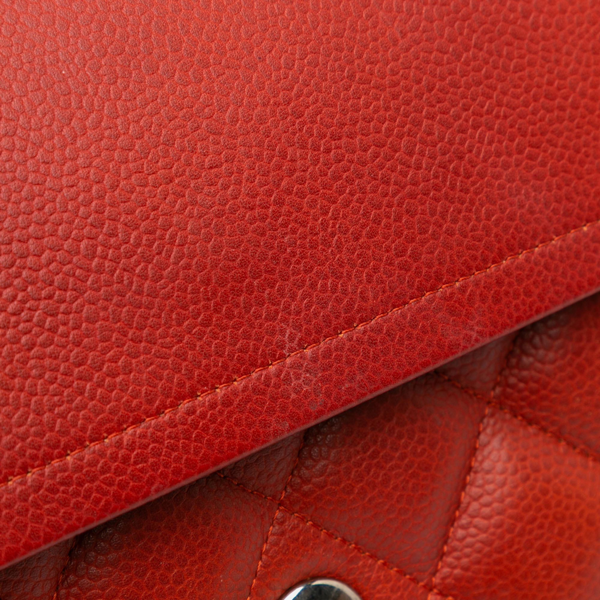 Chanel Orange Jumbo Classic Caviar Double Flap 