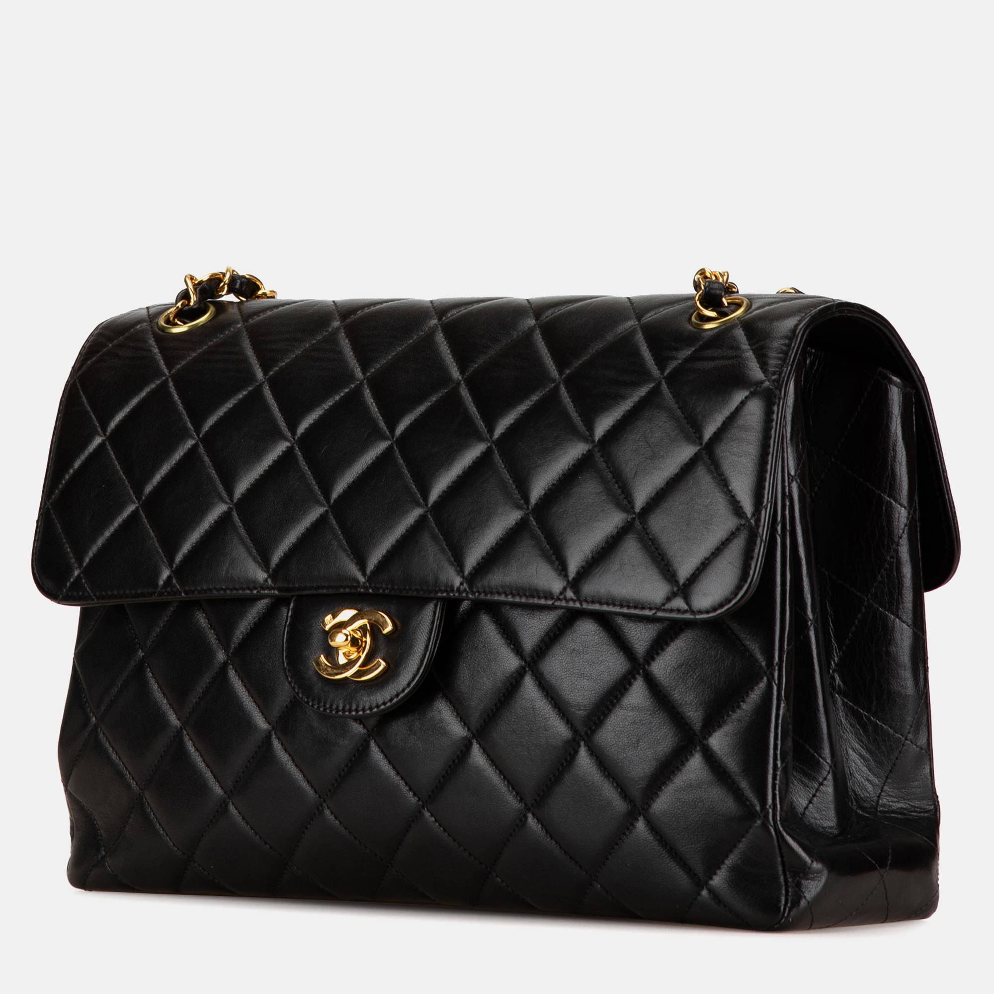 Chanel Black Jumbo Lambskin Double Sided Flap Bag 
