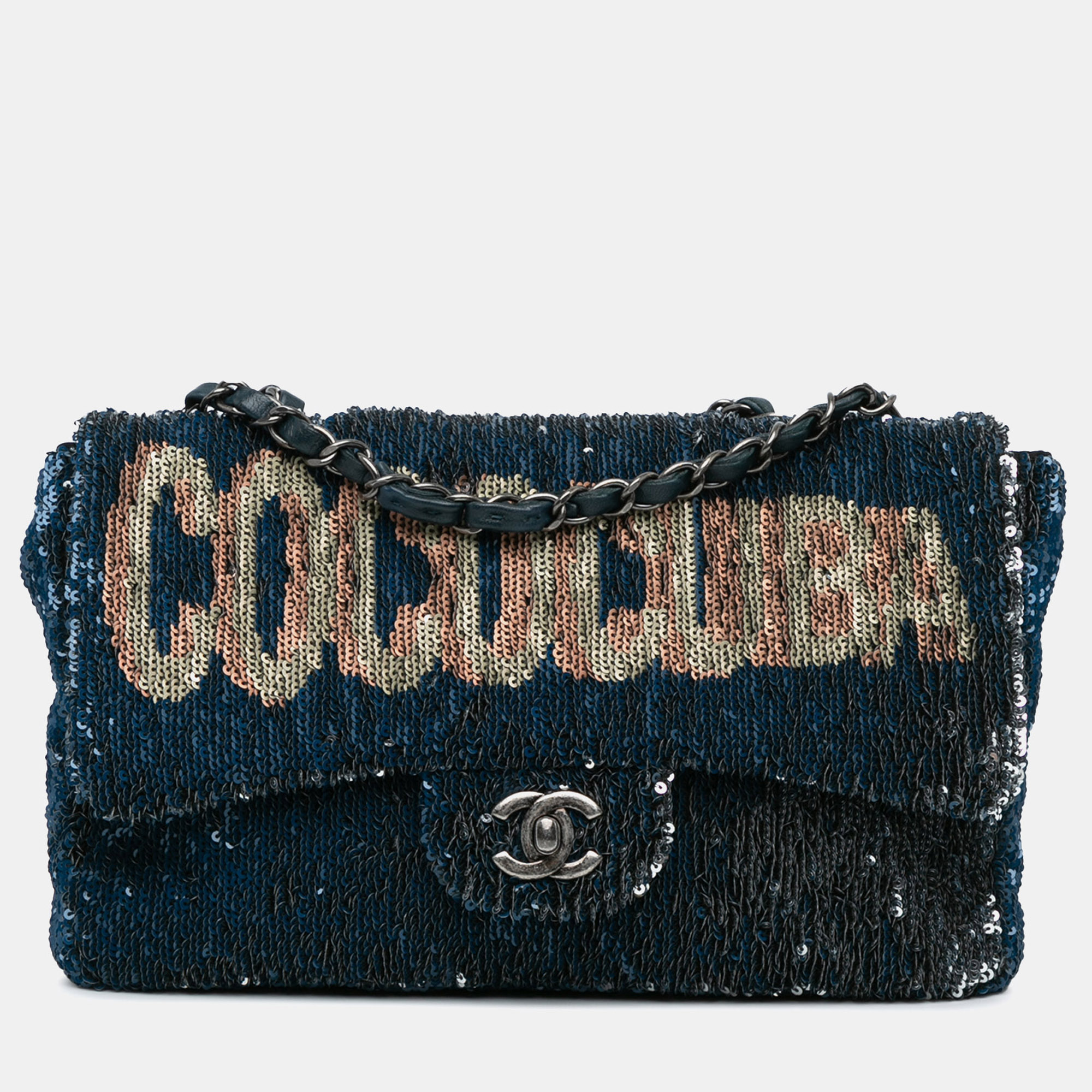 

Chanel Blue Paris-Cuba Medium Sequin Coco Cuba Flap Bag