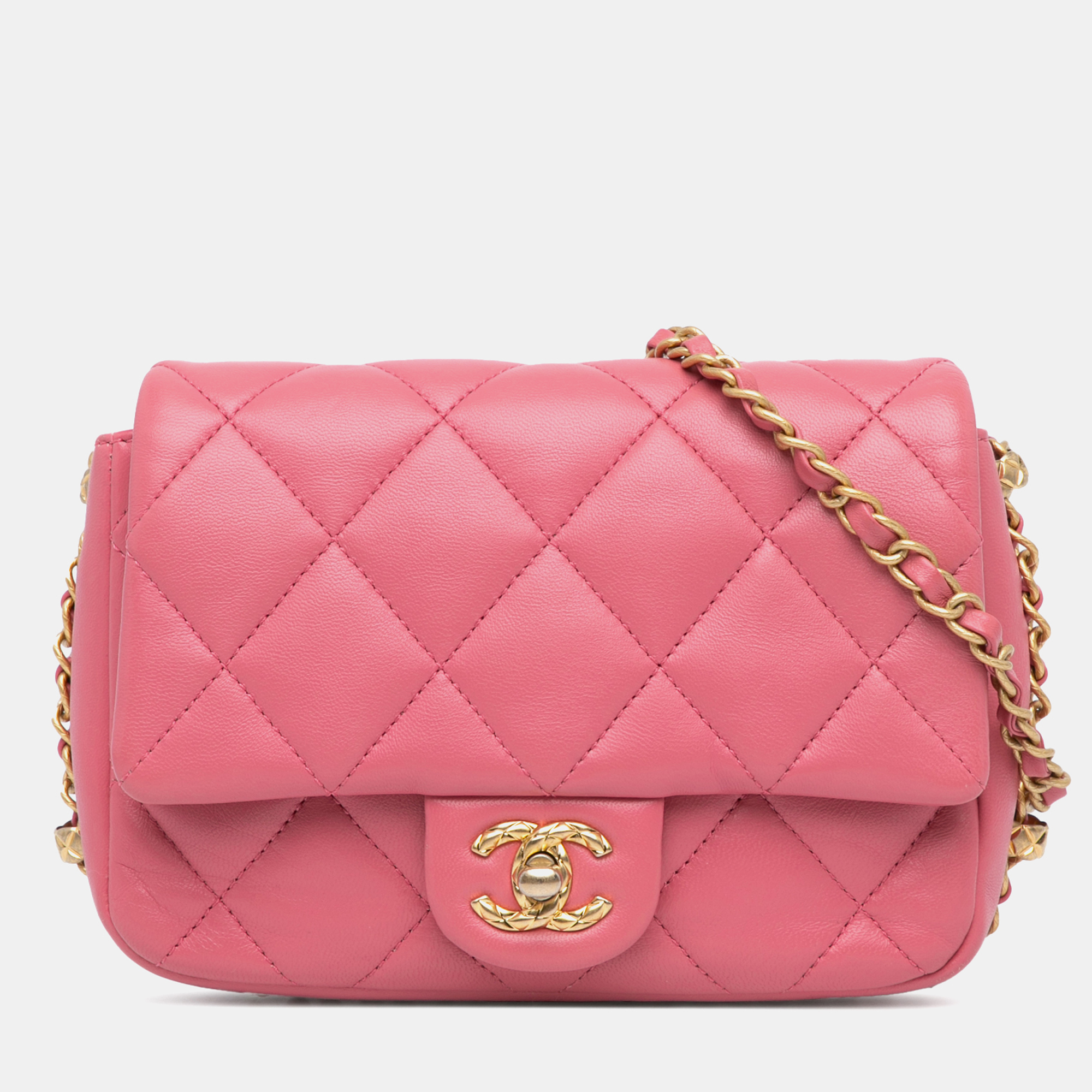 

Chanel Pink Small Quilted Lambskin Dynasty Flap Bag