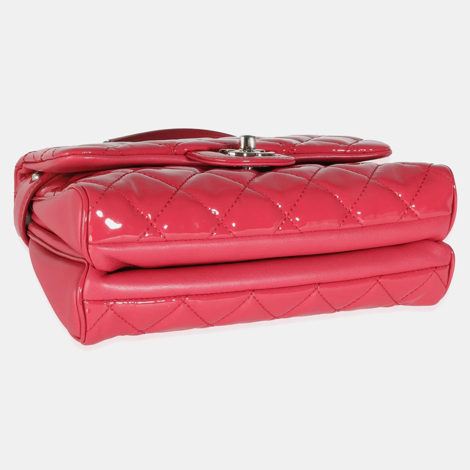 Chanel Dark Pink Quilted Patent Small Rock In Rome Single Flap Bag 