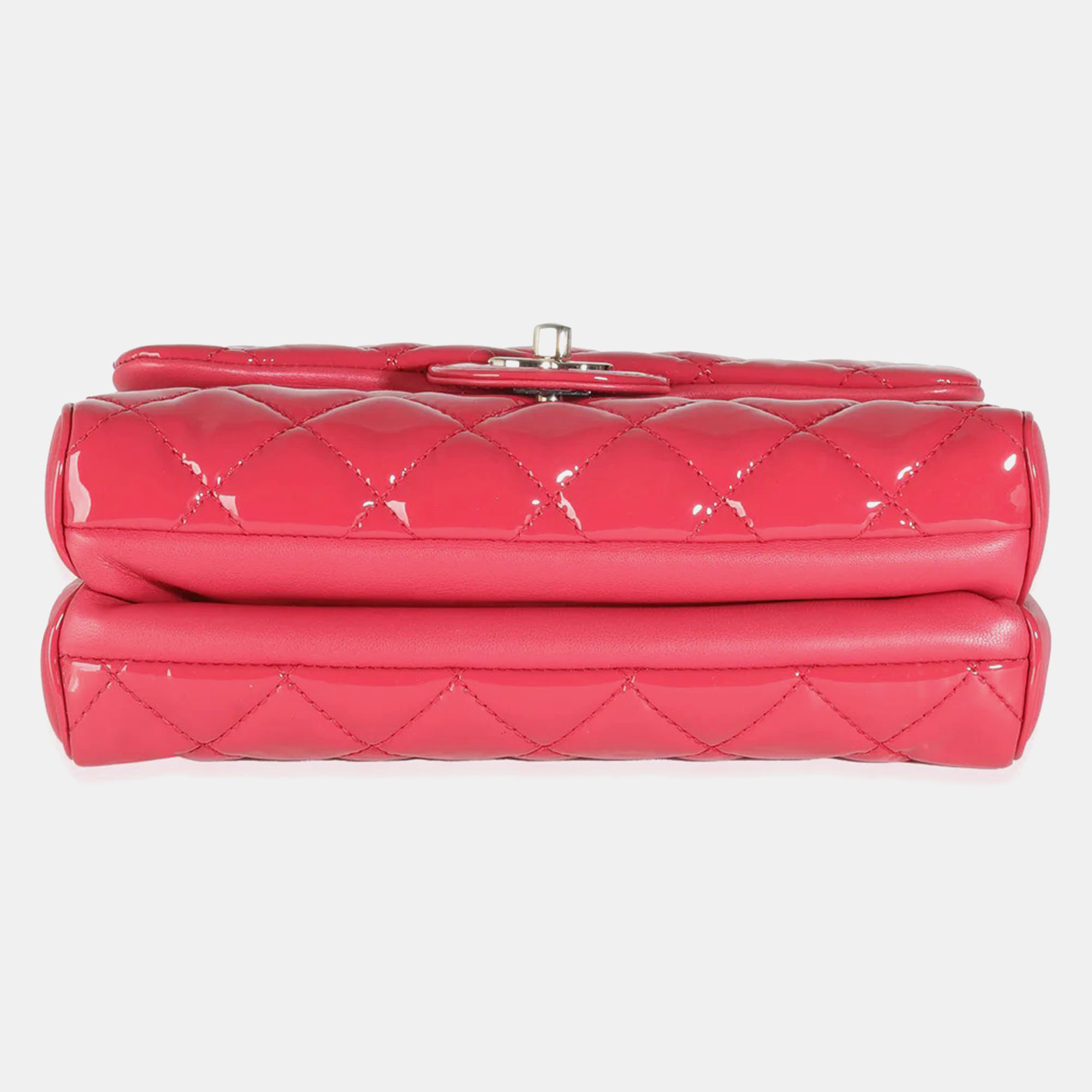 Chanel Dark Pink Quilted Patent Small Rock In Rome Single Flap Bag 