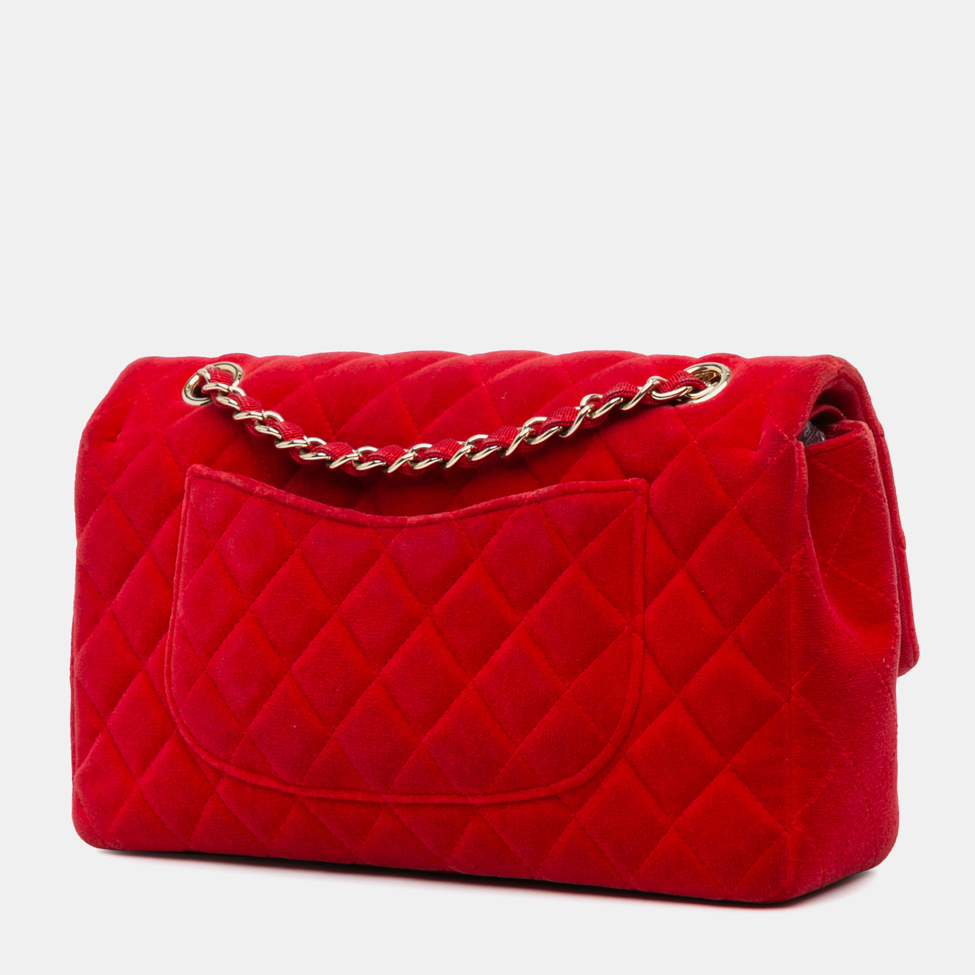 Chanel Red Medium Classic Velvet Double Flap Bag 