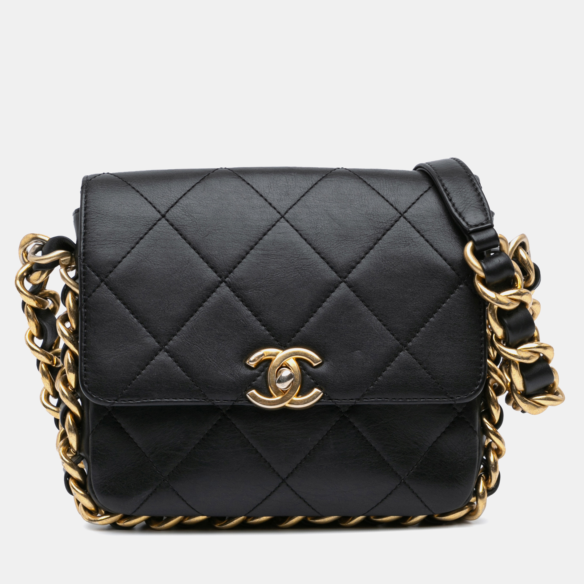 

Chanel Black Small Quilted Calfskin Framing Chain Flap Bag