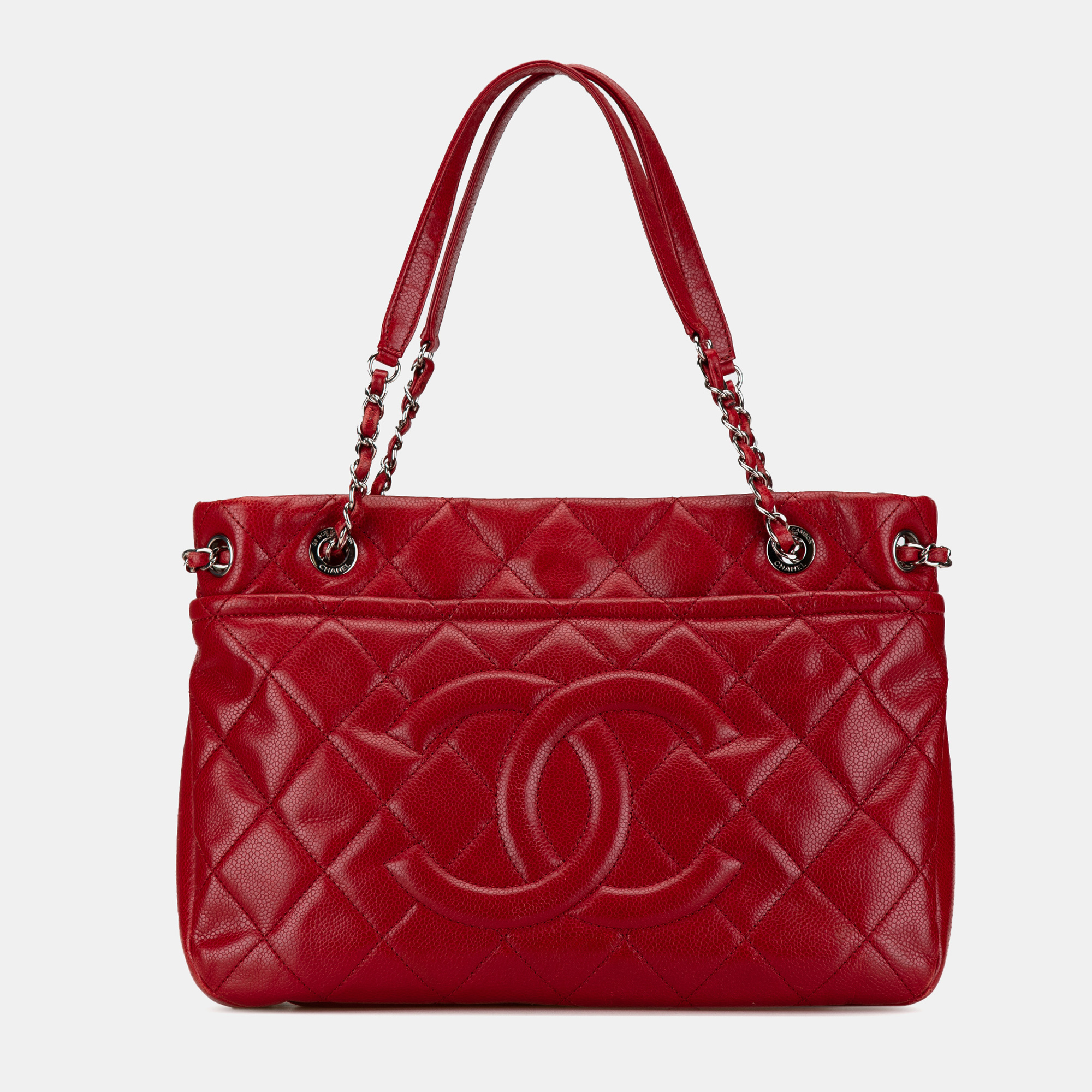 

Chanel Red Quilted Caviar Soft Shopper Tote Bag