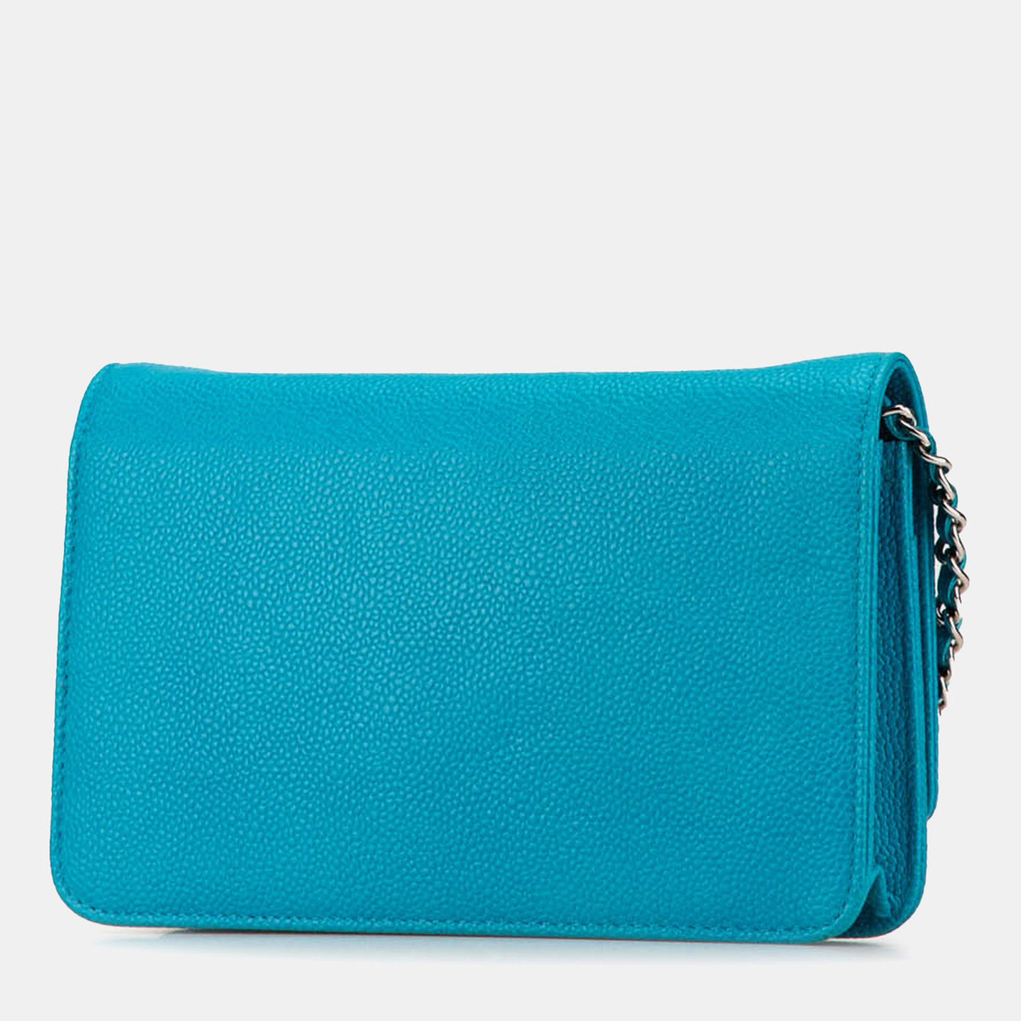 Chanel Blue Caviar Bicolor CC Wallet On Chain 