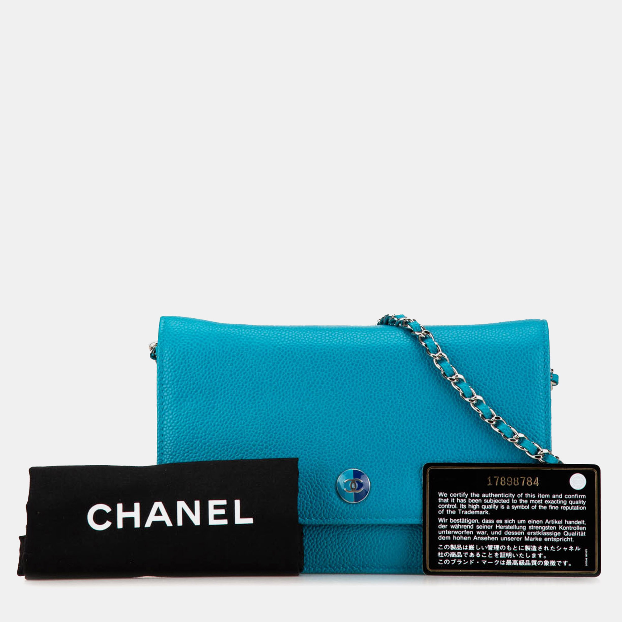 Chanel Blue Caviar Bicolor CC Wallet On Chain 