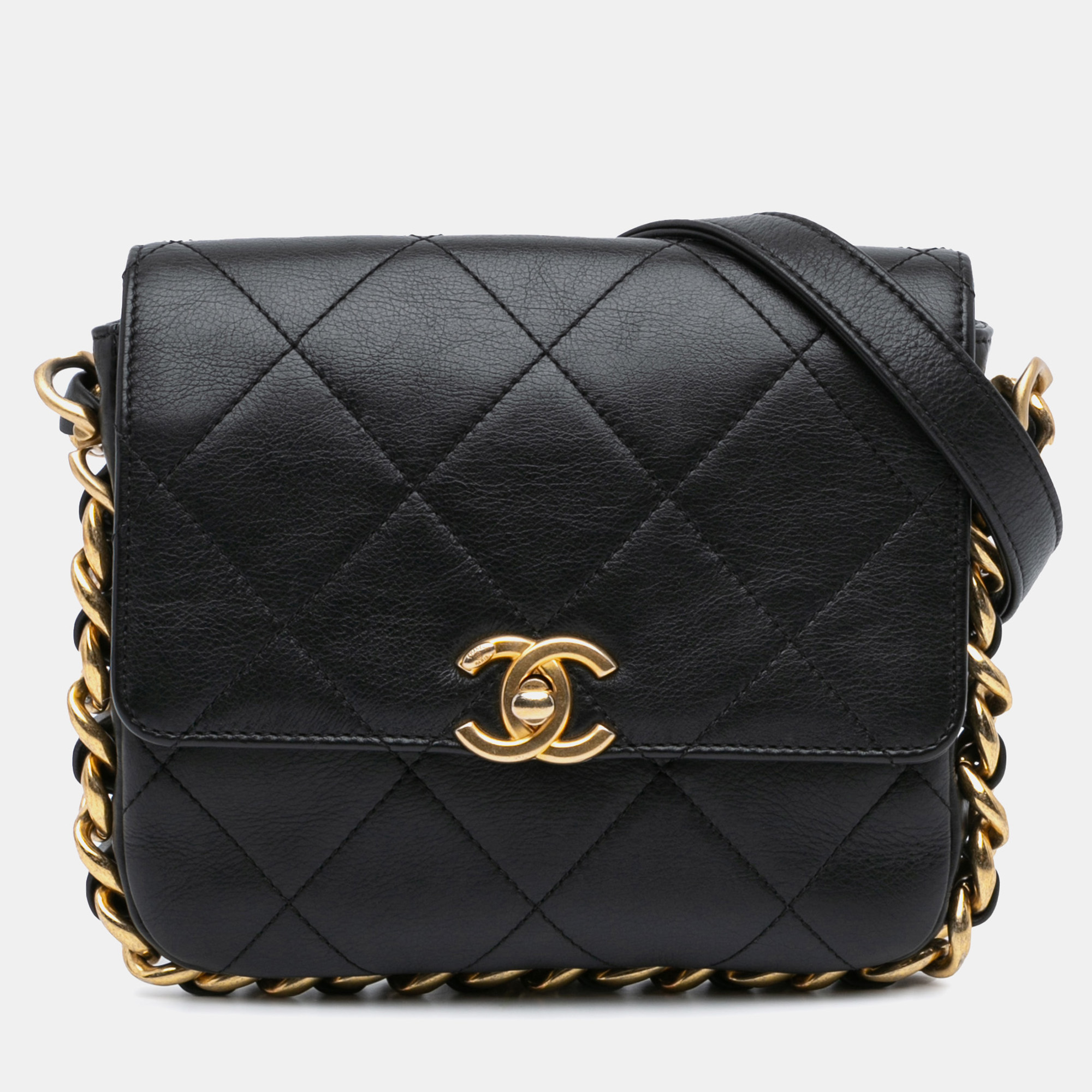 

Chanel Black Small Quilted Calfskin Framing Chain Flap