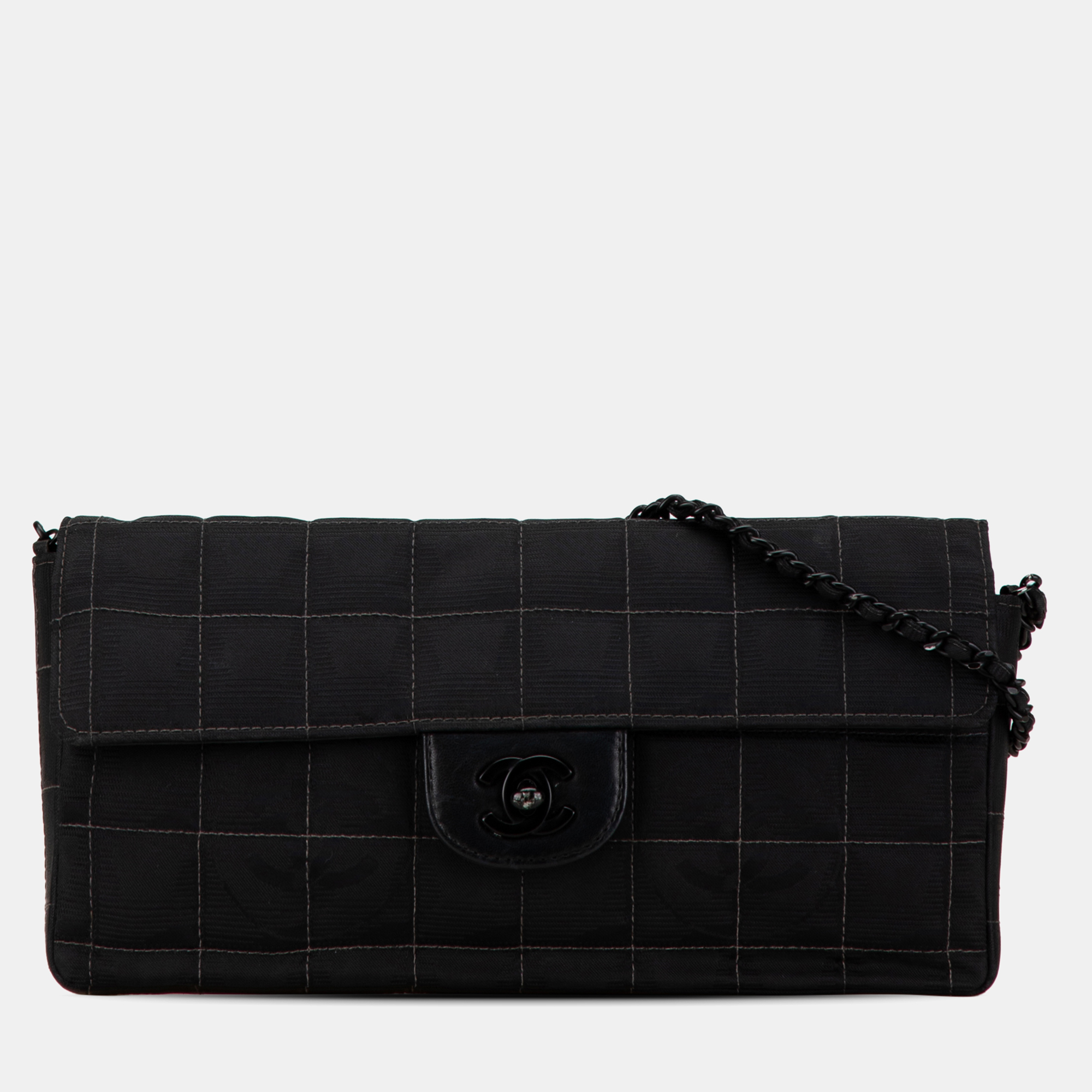 

Chanel Black New Travel Line Nylon East West Flap