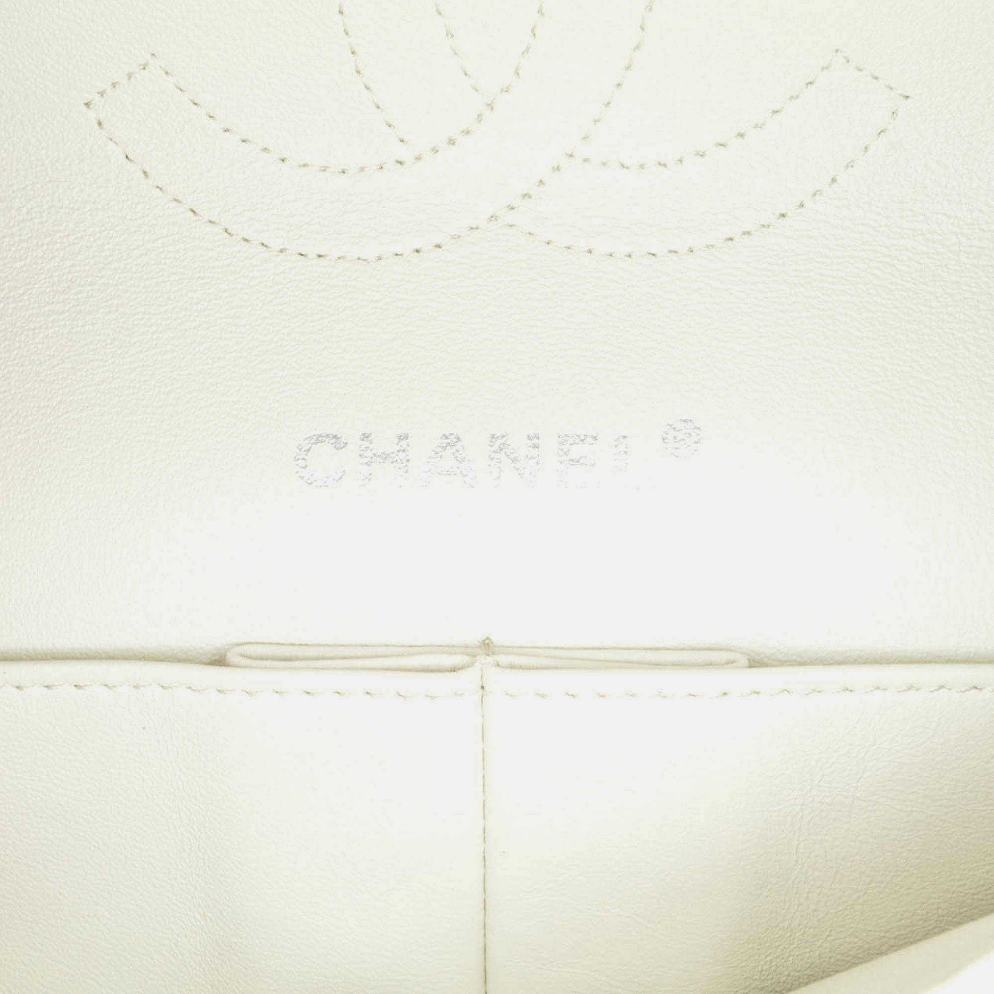 Chanel White Medium Classic Caviar Double Flap 