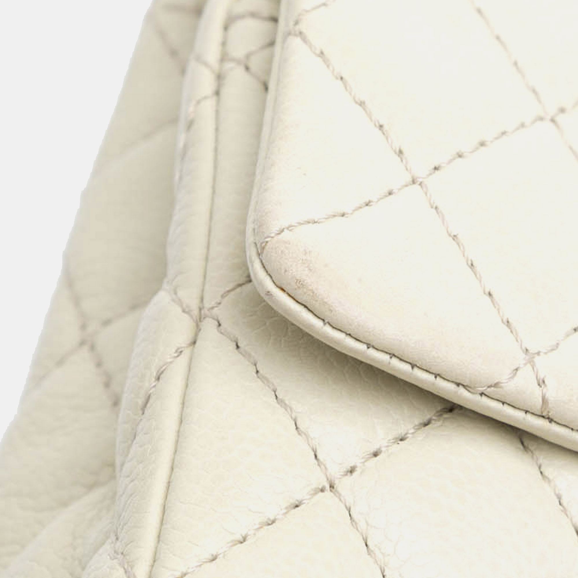 Chanel White Medium Classic Caviar Double Flap 