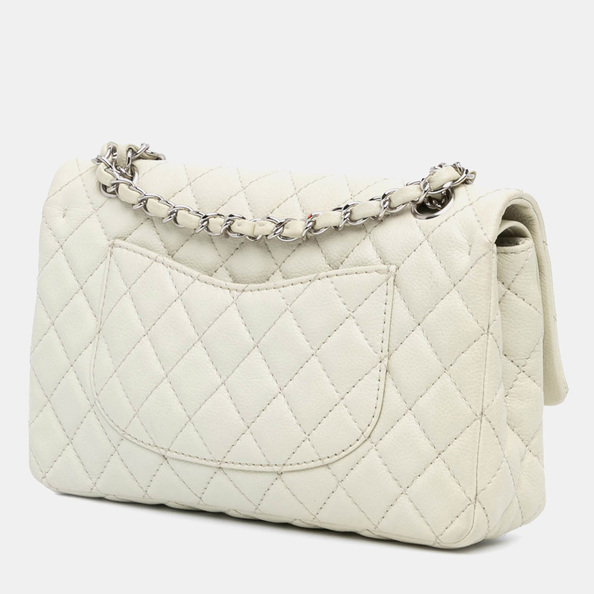 Chanel White Medium Classic Caviar Double Flap 