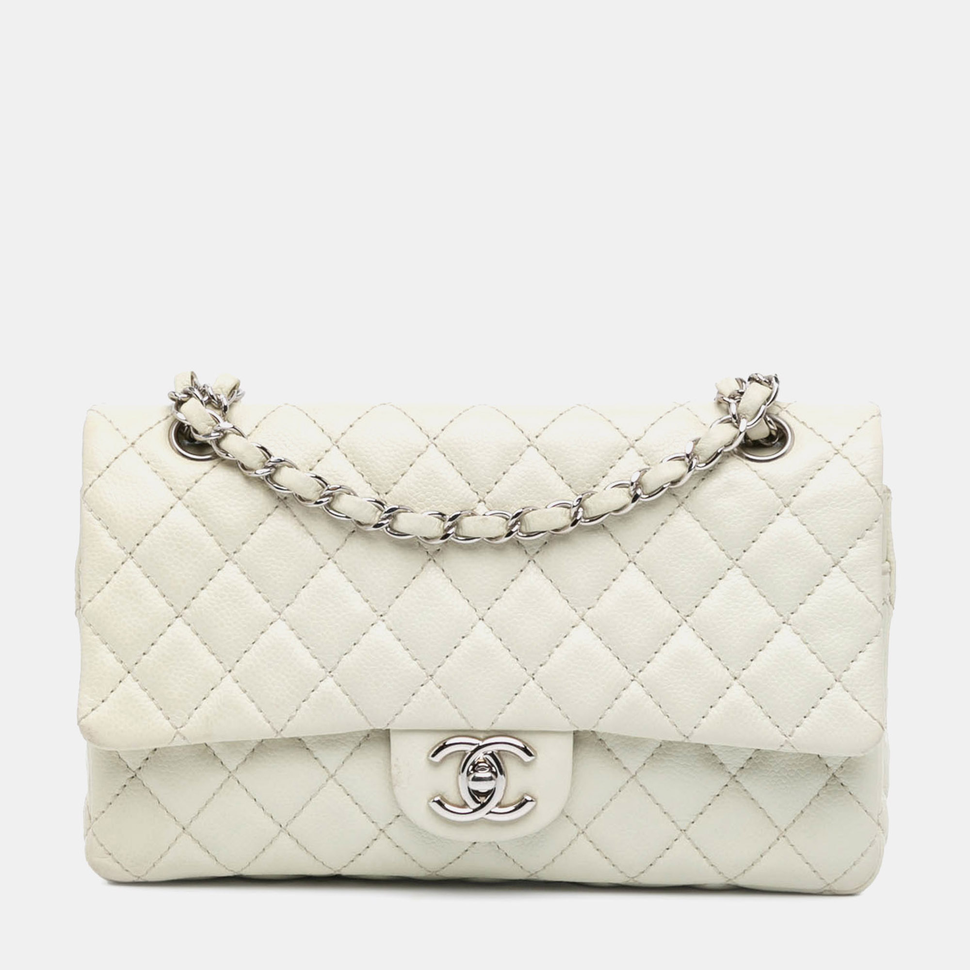 

Chanel White Medium Classic Caviar Double Flap