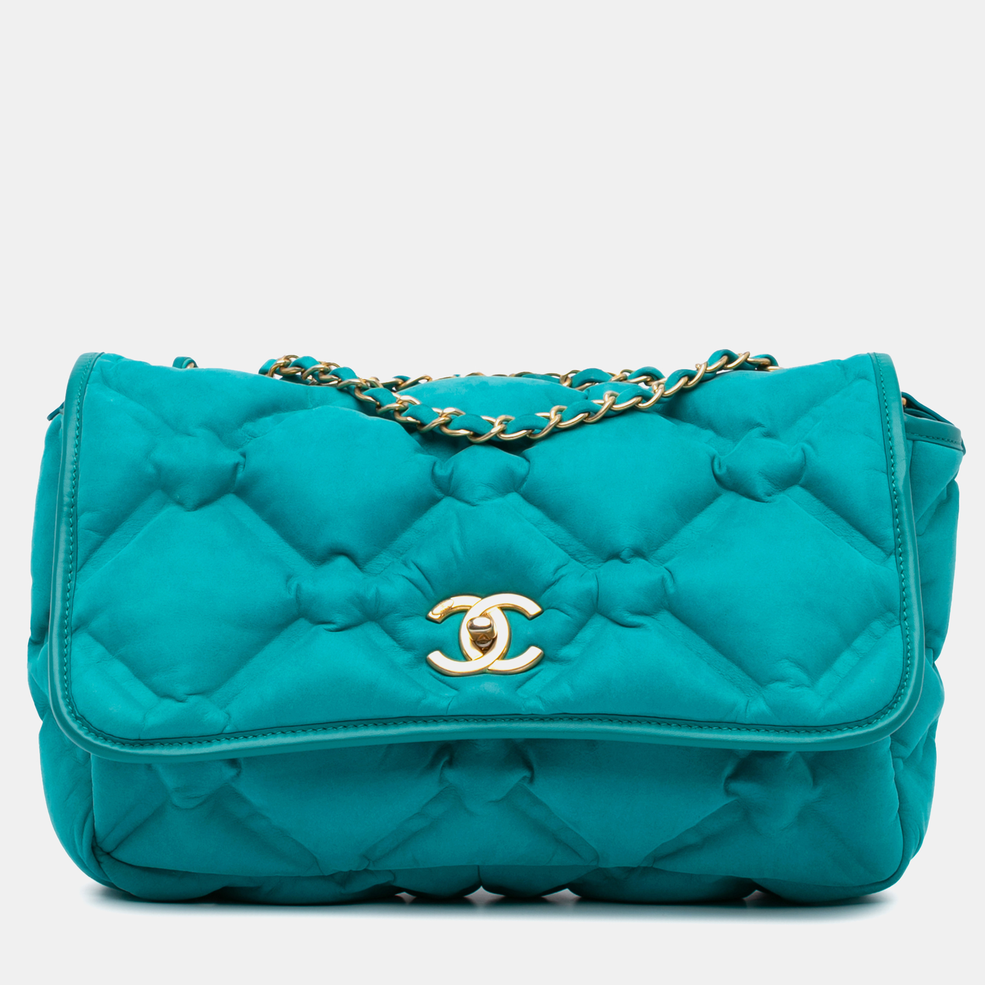 

Chanel Blue Small Iridescent Calfskin Chesterfield Flap Bag