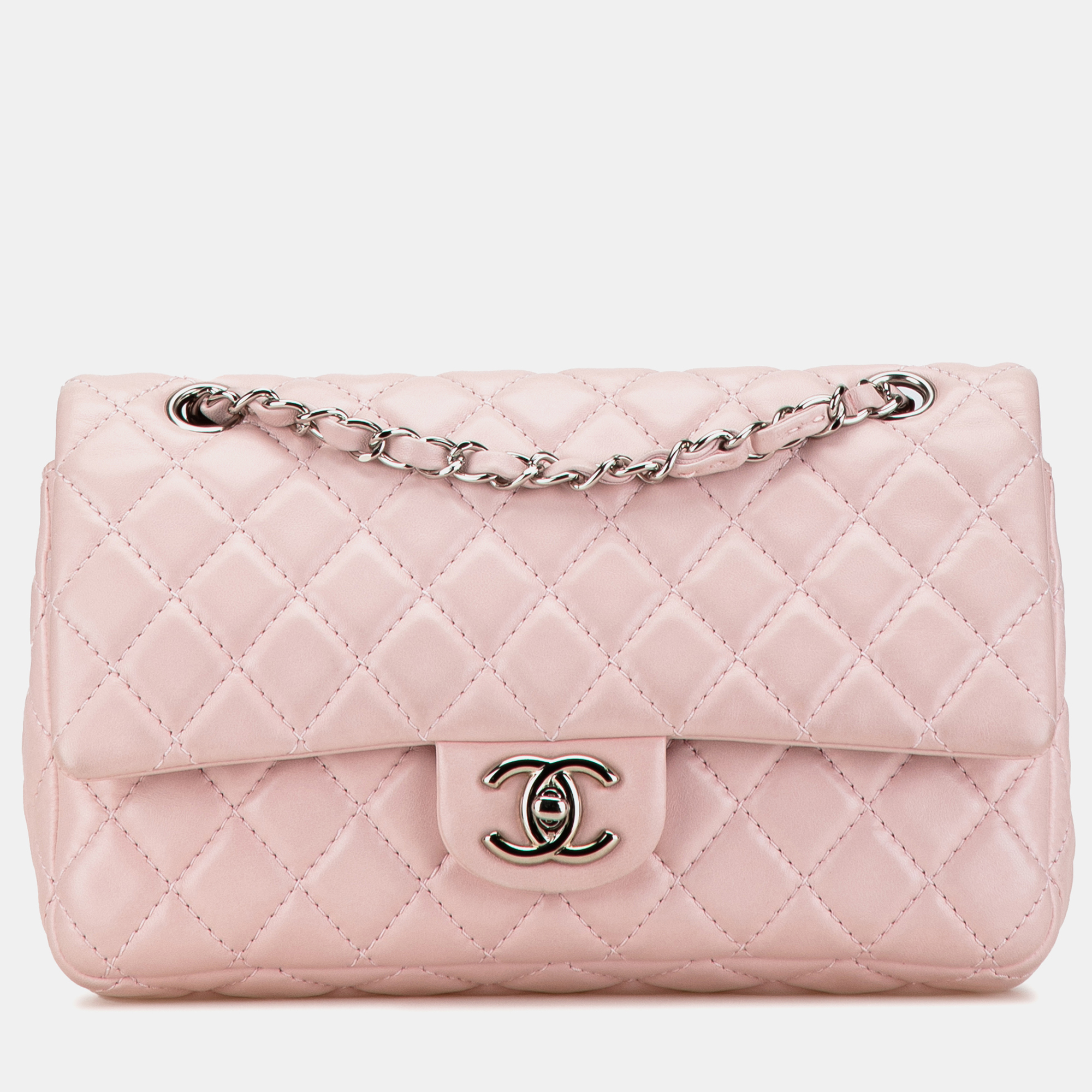 

Chanel Pink Medium Classic Lambskin Double Flap