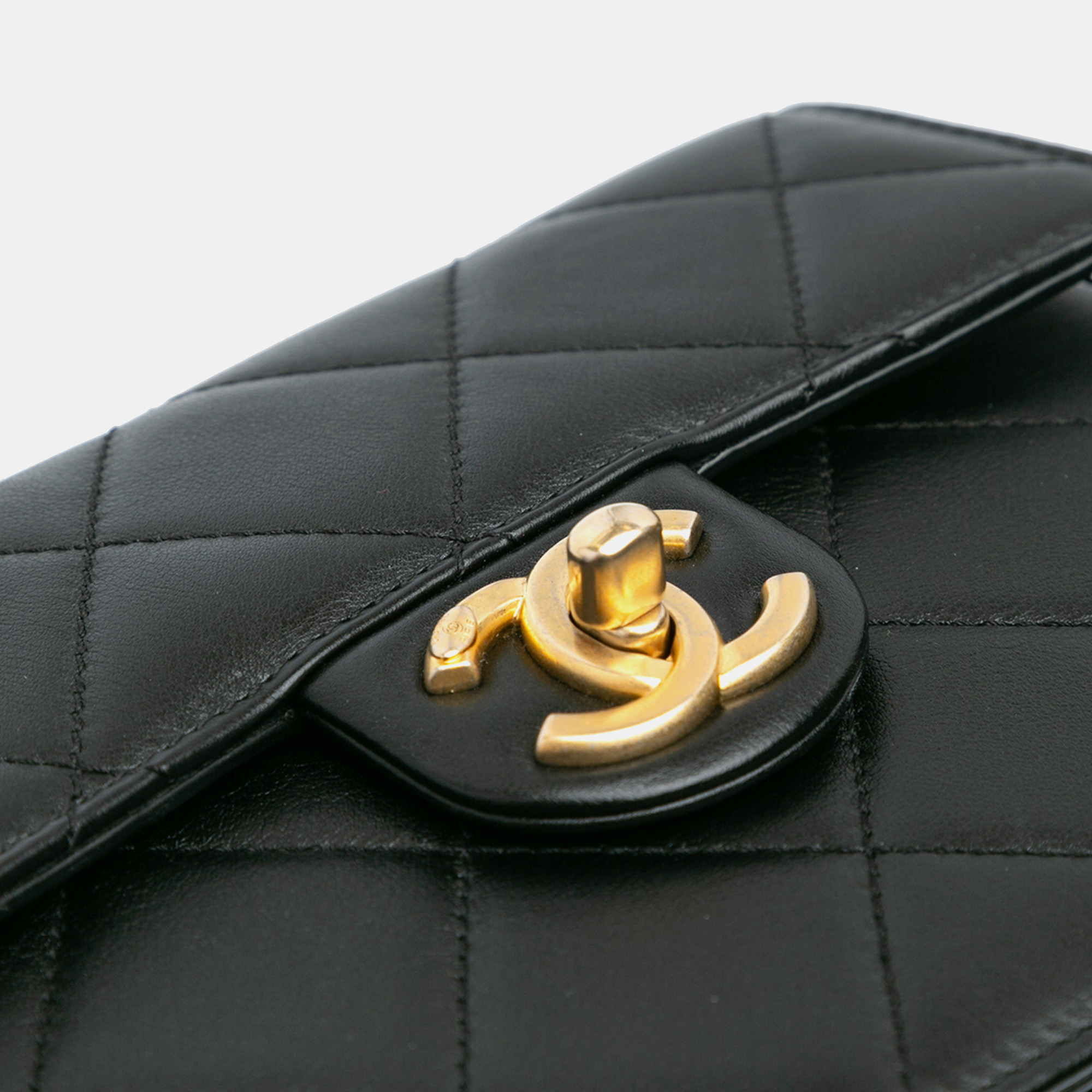 Chanel Black CC Quilted Calfskin Round Moon Messenger Flap 
