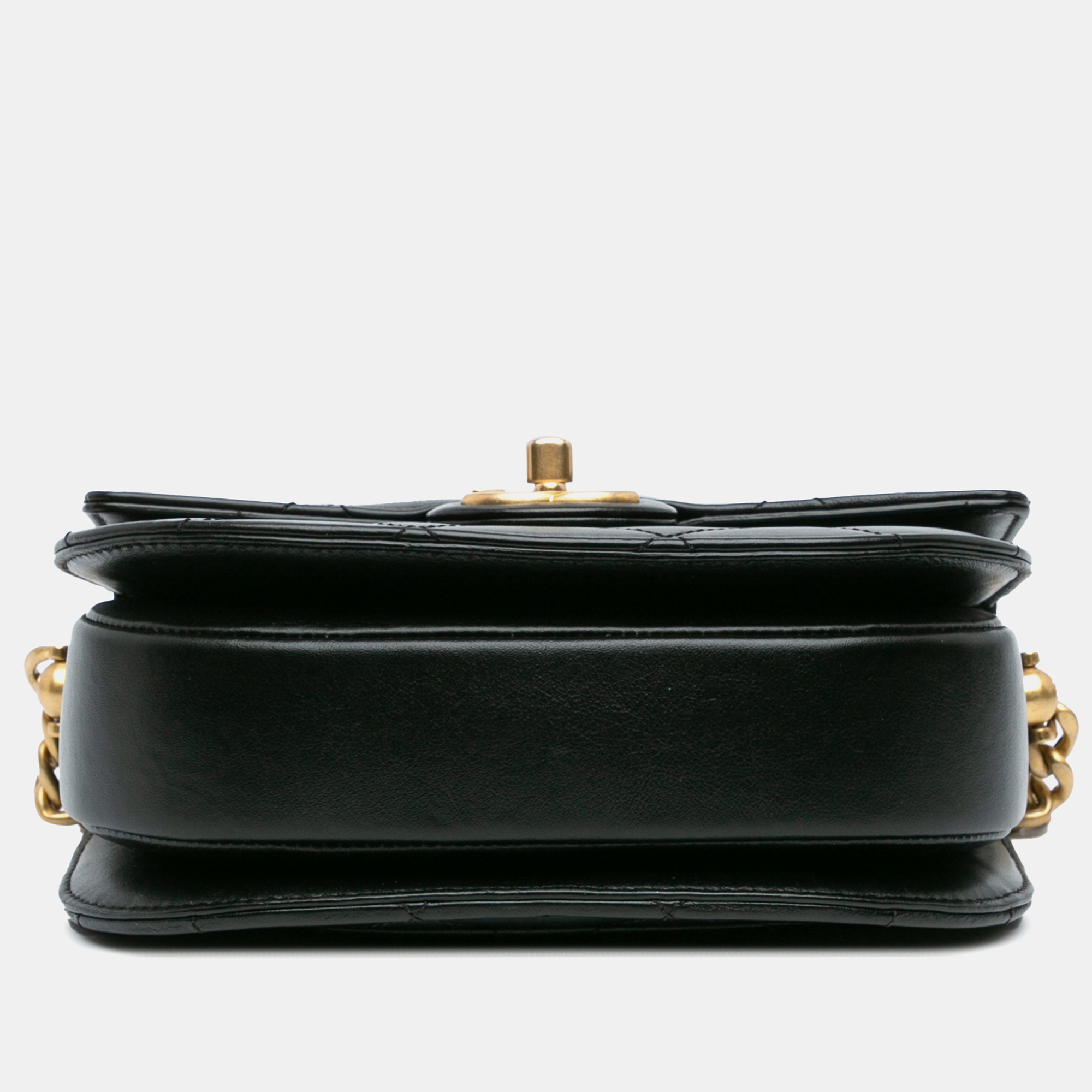 Chanel Black CC Quilted Calfskin Round Moon Messenger Flap 