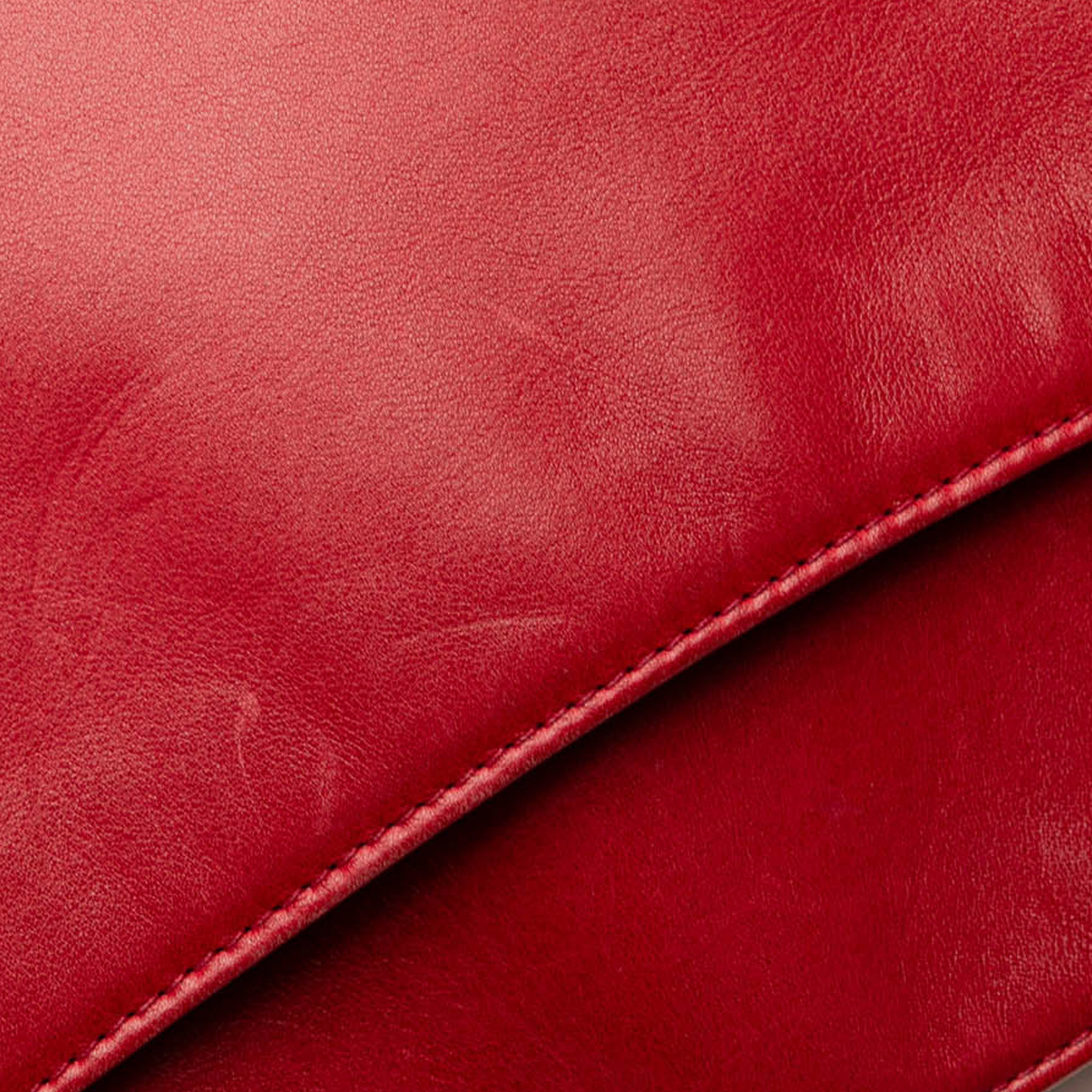 Chanel Red CC Lambskin Chain Tote 