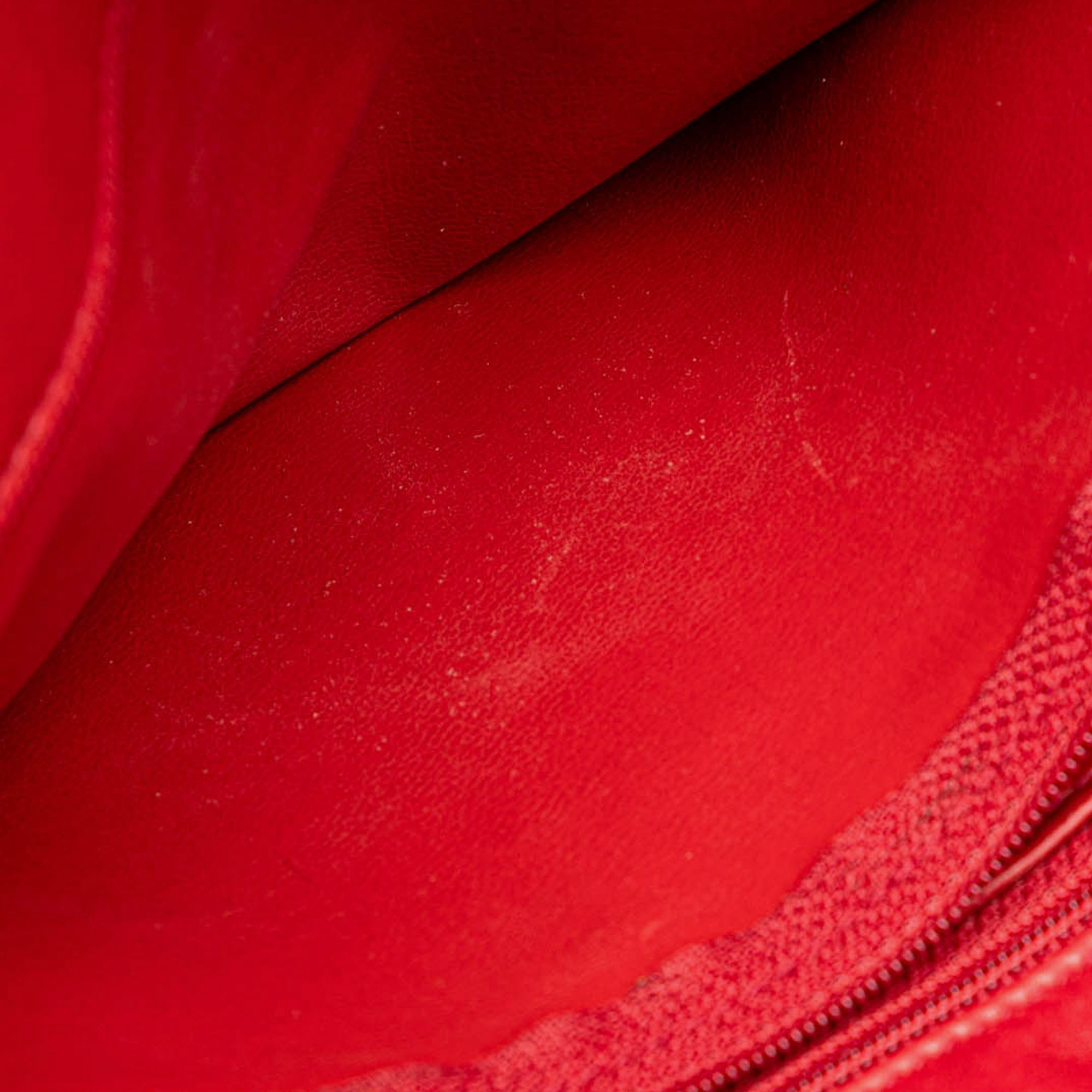 Chanel Red CC Lambskin Chain Tote 