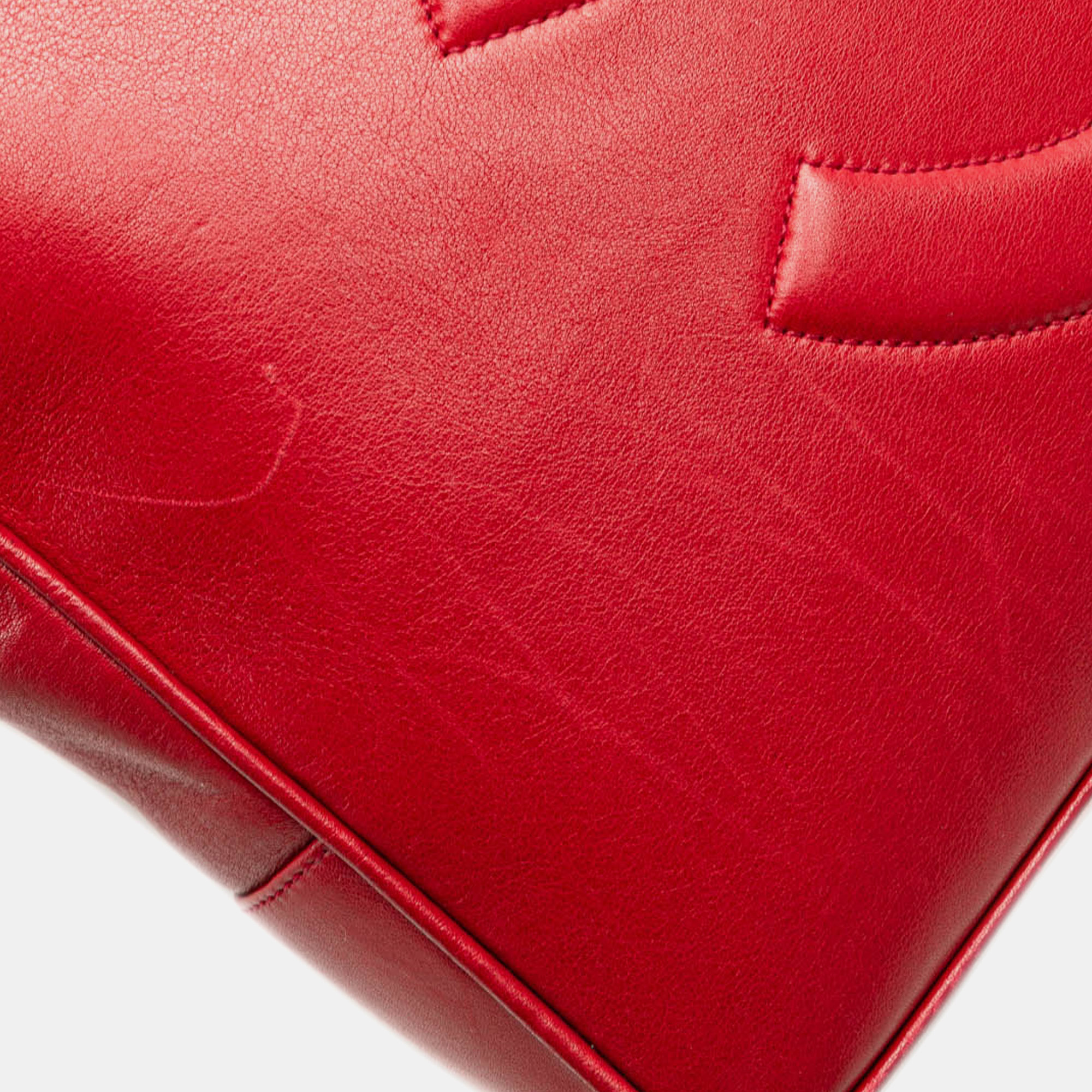 Chanel Red CC Lambskin Chain Tote 