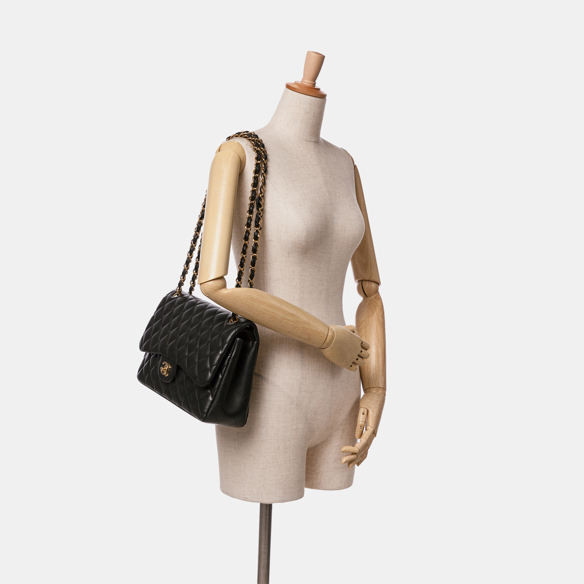 Chanel Black Jumbo Classic Lambskin Double Flap 